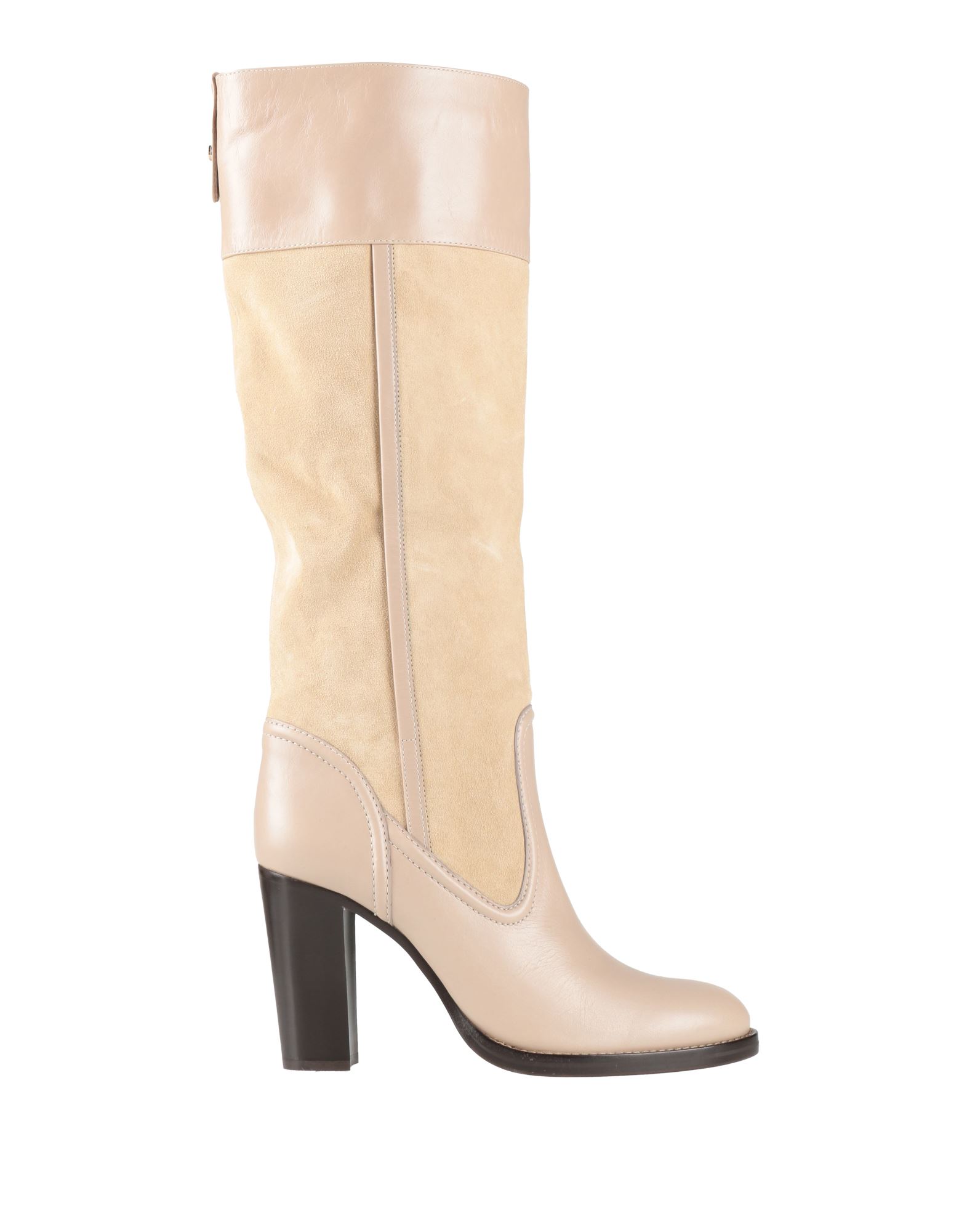 부츠, 주트 솔, 가죽, 투톤 패턴, 장식 부착 없음, 가죽 소재의 내부, 지퍼 여밈, 라운드 토, 스퀘어 힐, 가죽/고무 밑창, 동물성 비섬유 자재 함유. 이미지