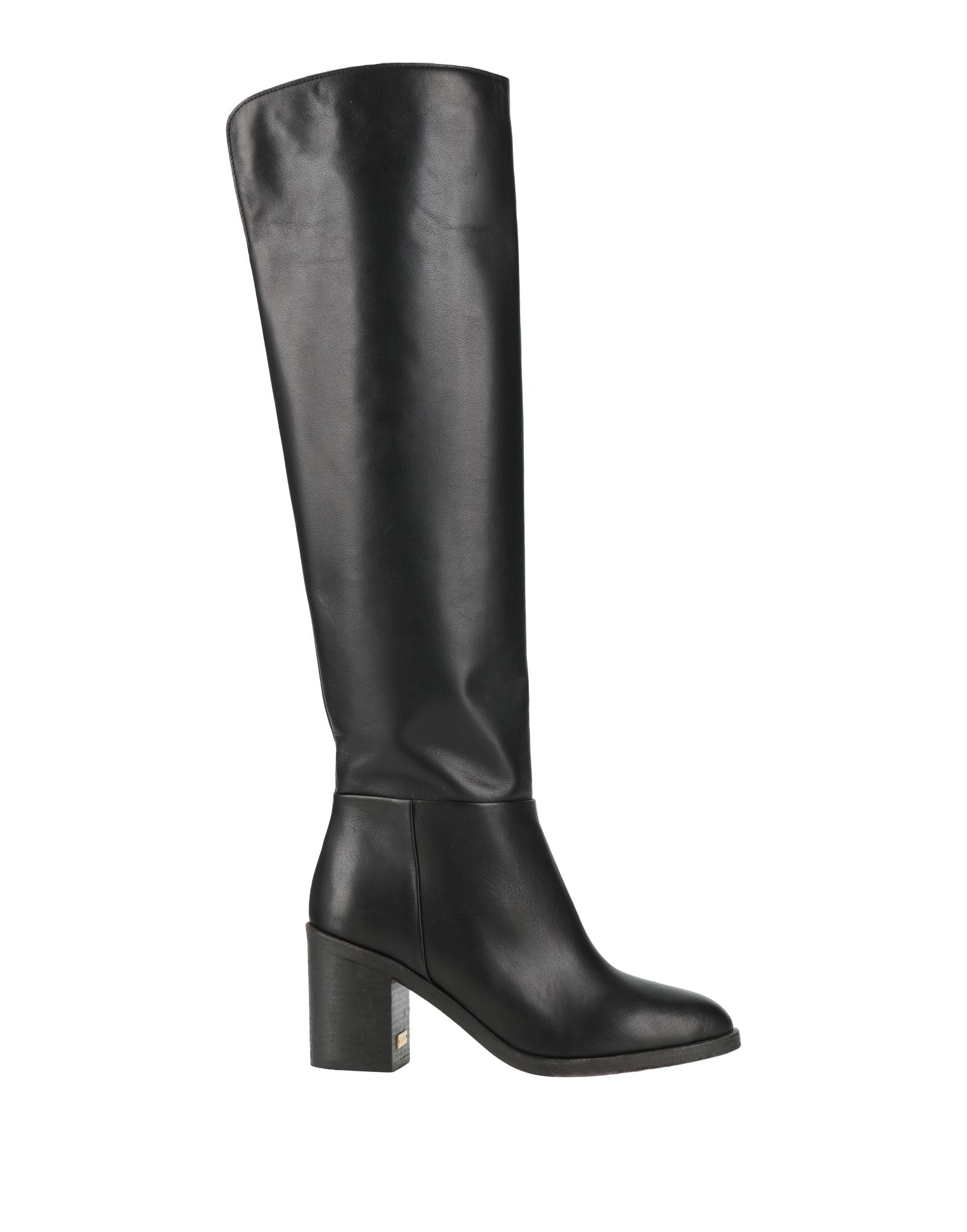 오버 더 니 부츠, 가죽, 솔리드 컬러, 브랜드 로고, 가죽 소재의 내부, 라운드 토, 스퀘어 힐, 가죽 밑창, 동물성 비섬유 자재 함유. 이미지