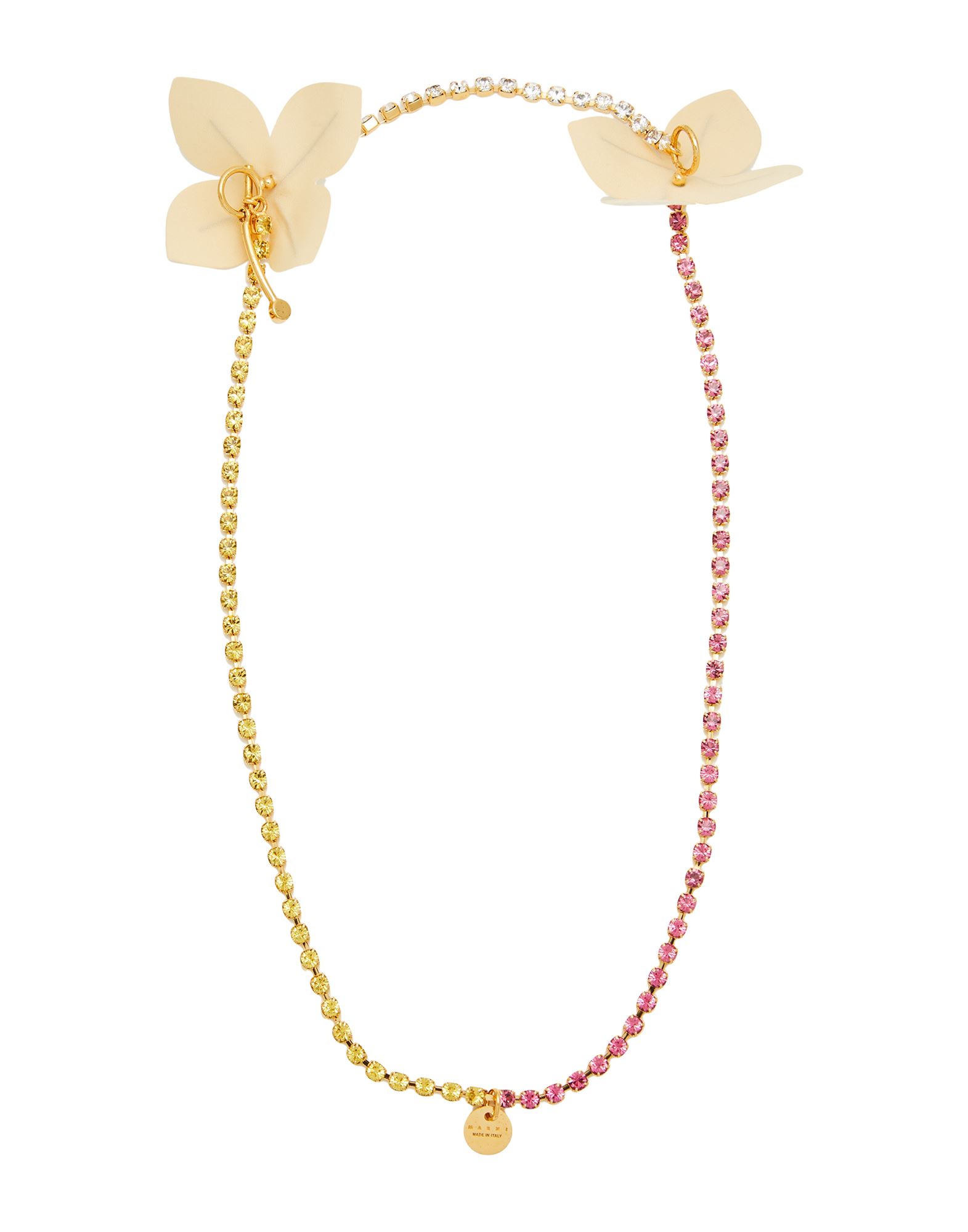 펜던트 네크리스, 메탈, 플로럴 아플리케, 크리스탈, t 클로저. 이미지