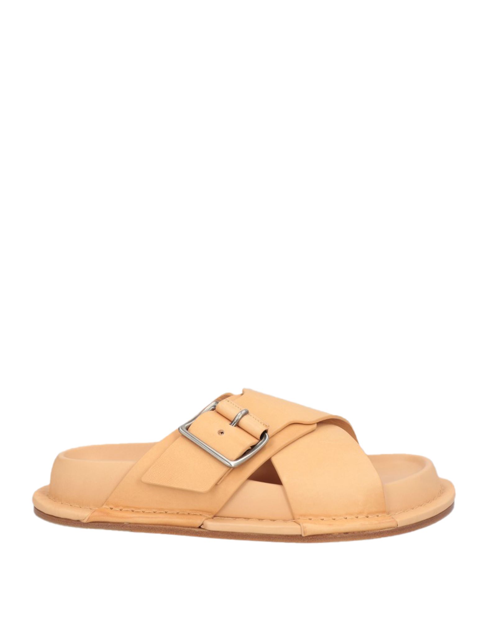 샌들, 가죽, 장식 부착 없음, 솔리드 컬러, 가죽 소재의 내부, 버클 잠금, 라운드 토, 힐 없음, 가죽 밑창, 동물성 비섬유 자재 함유. 이미지