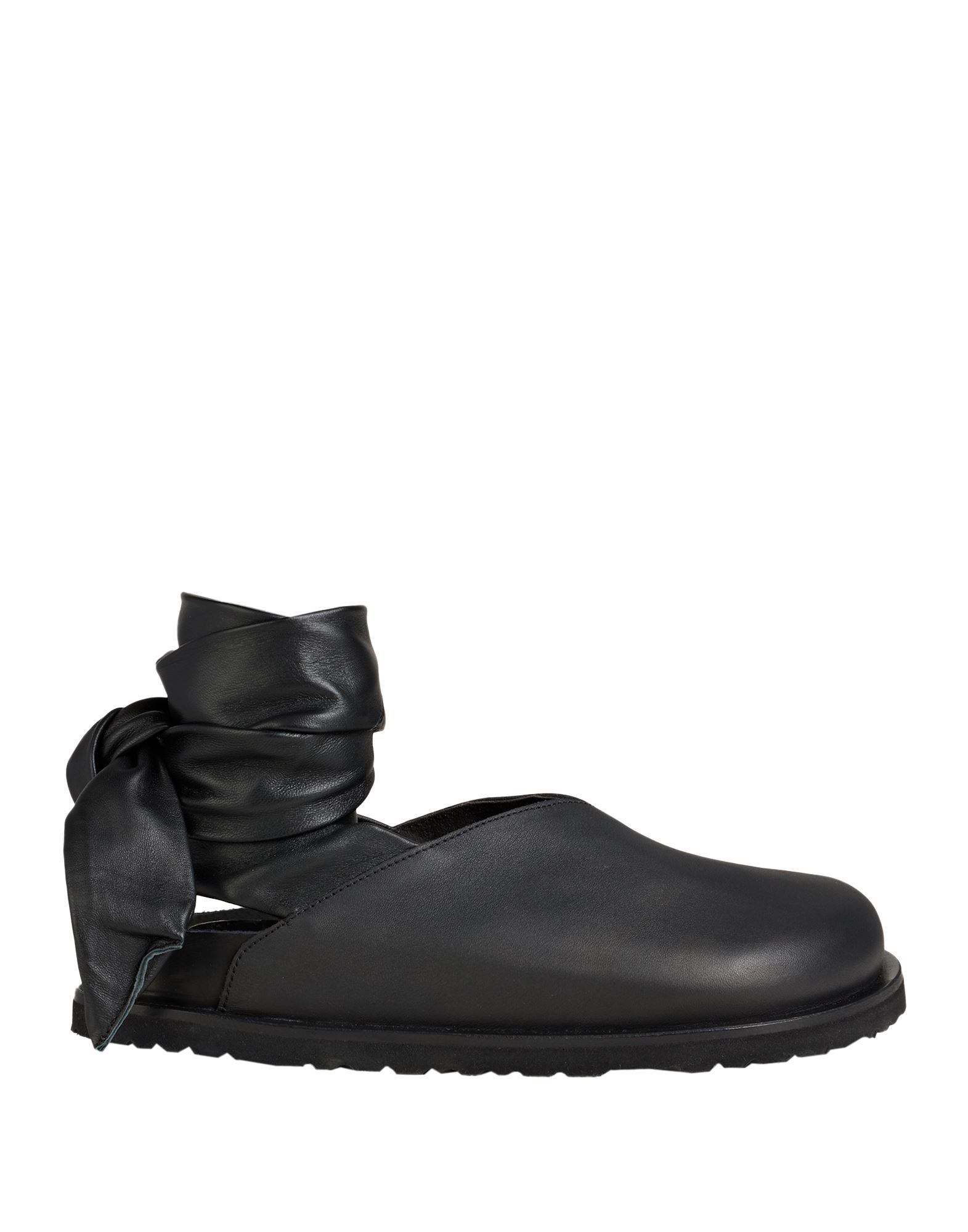 레이스업 발레리나 플랫, 가죽, 솔리드 컬러, 브랜드 로고, 가죽 소재의 내부, 앵클 레이스업, 라운드 토, 힐 없음, 고무 밑창, 동물성 비섬유 자재 함유. 이미지