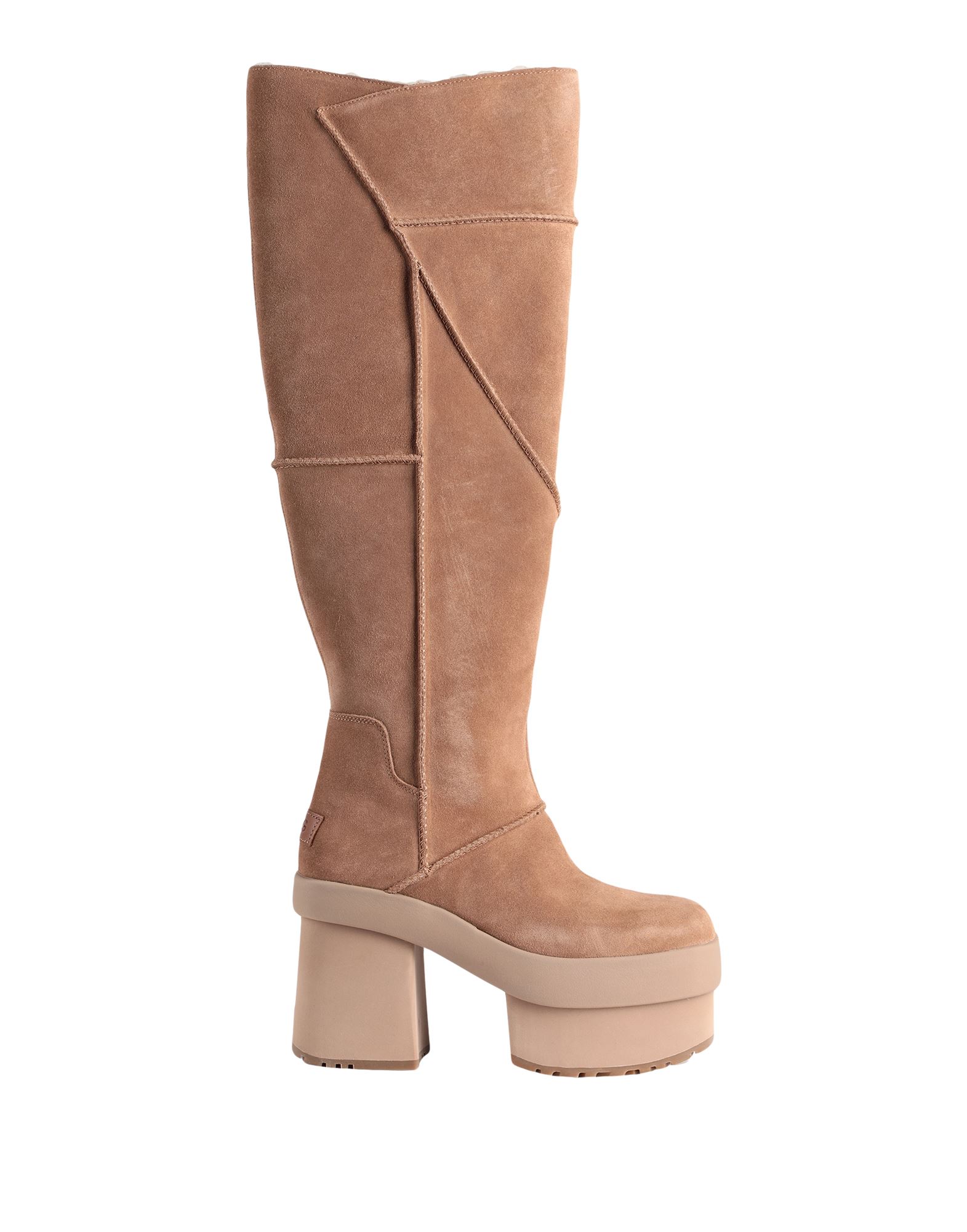 패딩 부츠, 주트 솔, 솔리드 컬러, 브랜드 로고, 시어링 소재의 내부, 지퍼 여밈, 라운드 토, 스퀘어 힐, 고무 밑창, 동물성 비섬유 자재 함유. 이미지