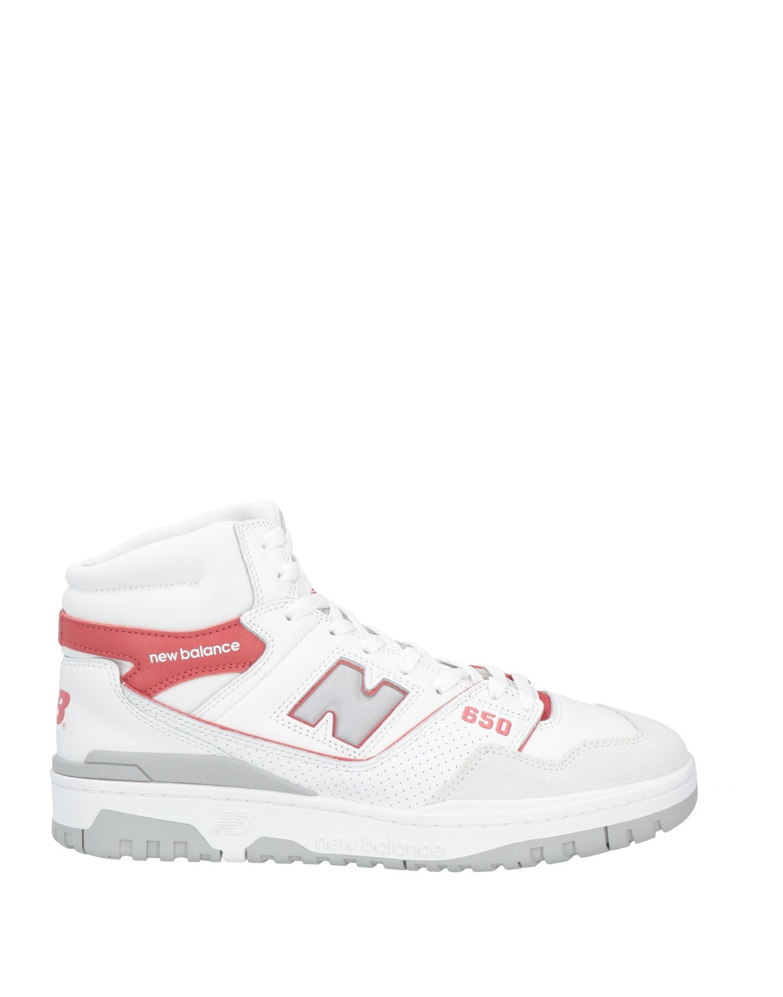 가죽, 브랜드 로고, 멀티컬러 패턴, 내부 패브릭, 레이스업 여밈, 라운드 토, 힐 없음, 고무 밑창, 동물성 비섬유 자재 함유, 하이탑 스니커즈 & 스포츠 슈즈, 스몰 핏. 이미지