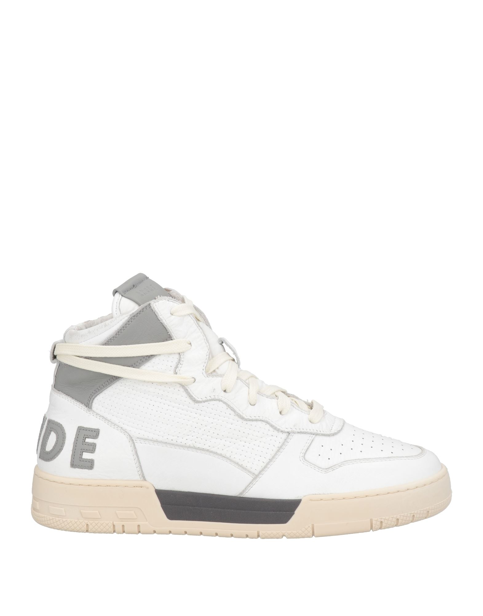 하이탑 스니커즈 & 스포츠 슈즈, 가죽, 투톤 패턴, 브랜드 로고, 가죽 소재의 내부, 레이스업 여밈, 라운드 토, 고무 밑창, 동물성 비섬유 자재 함유. 이미지