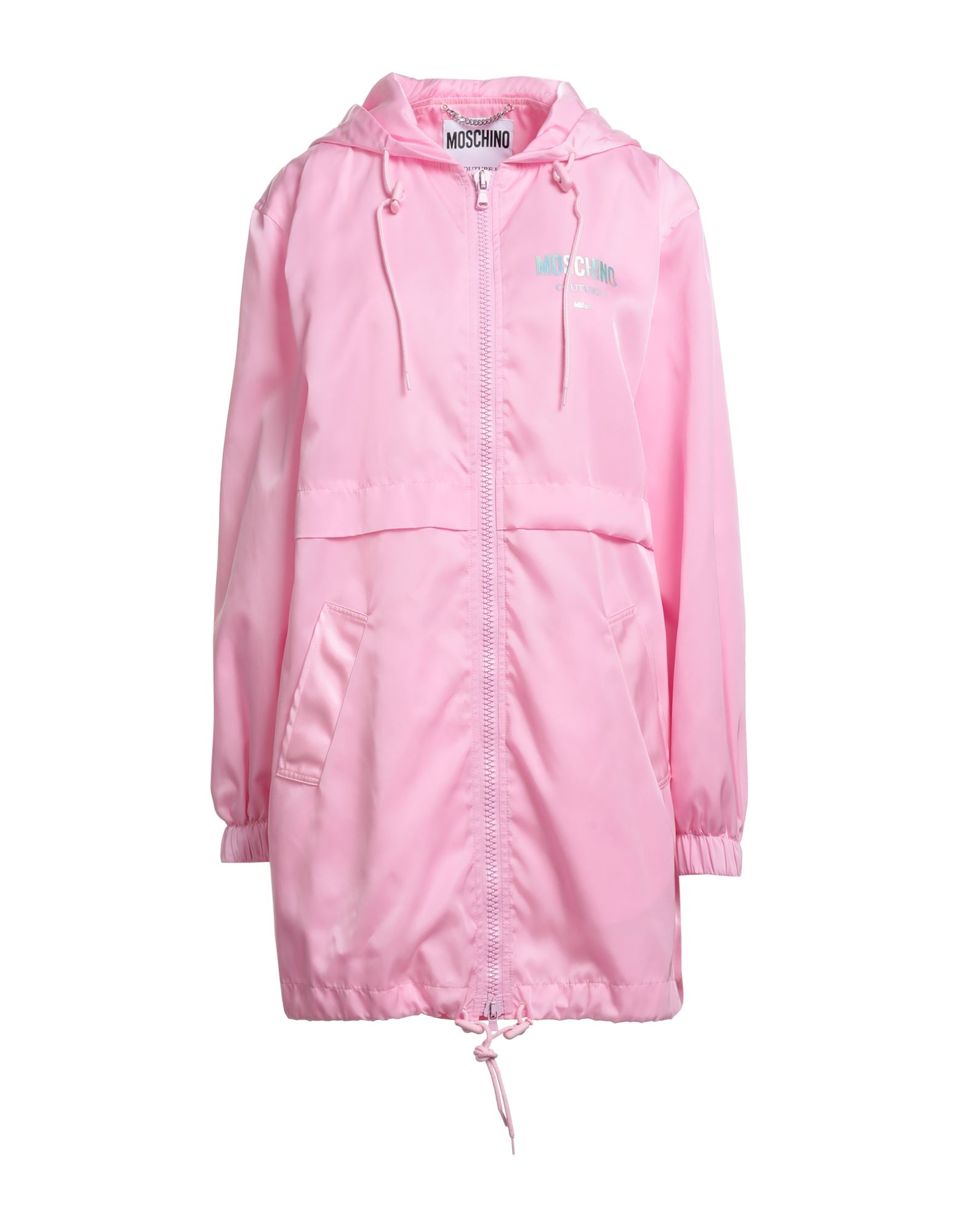 테크니컬 패브릭, 라미네이트 프린트, 브랜드 로고, 프린트 디테일 솔리드 컬러, 싱글브레스티드, 후드, 롱 슬리브, κλείσιμο με φερμουάρ, 멀티 포켓, 안감없음, 드로스트링 헴라인. 이미지