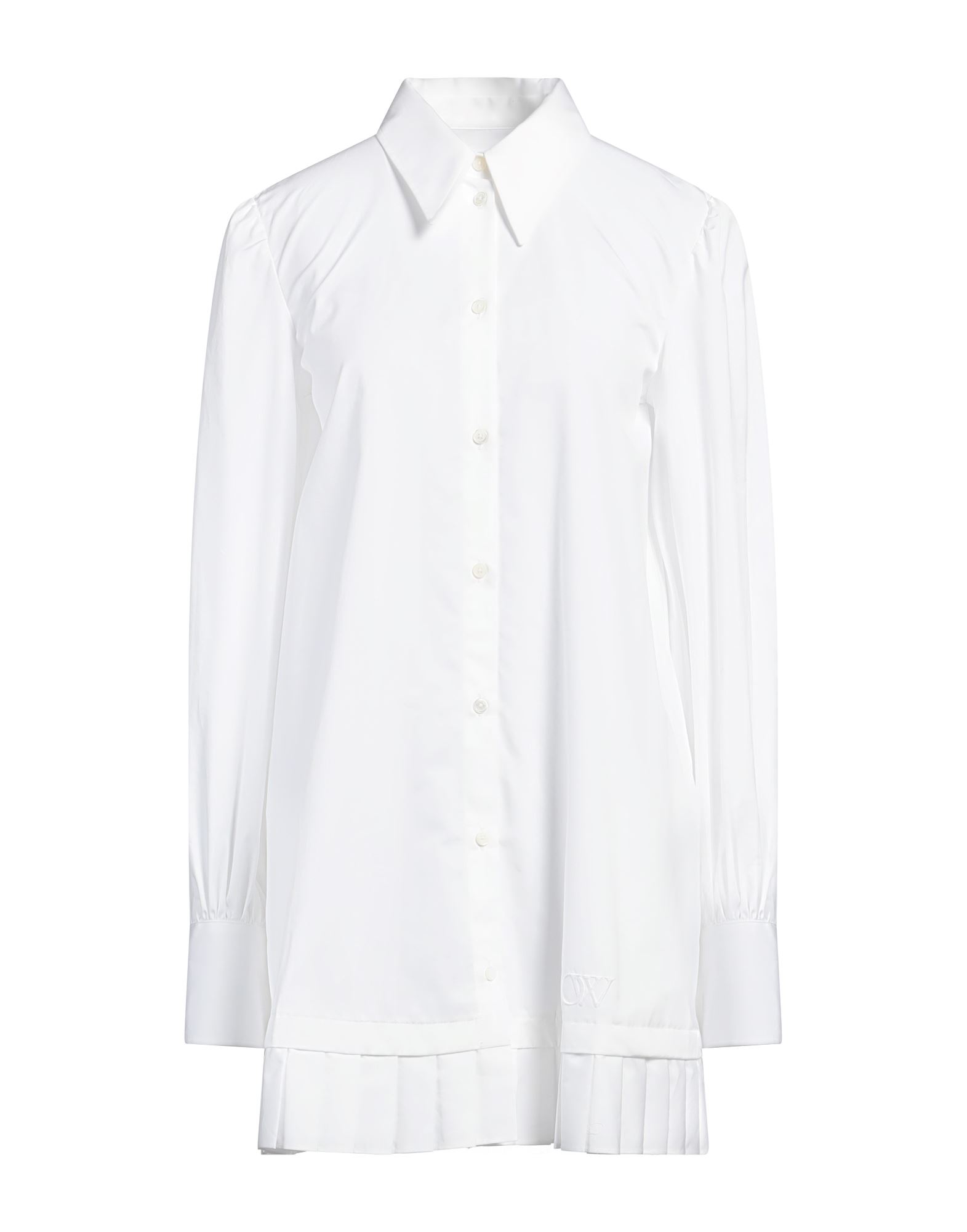 셔츠 드레스, 우븐, 자수 로고 장식, 주름 가공, 솔리드 컬러, 클래식 칼라, 롱 슬리브, 안감없음, 버튼 여밈, 포켓 없음, 드라이클리닝, 표백 금지, 건조기 사용불가. 이미지