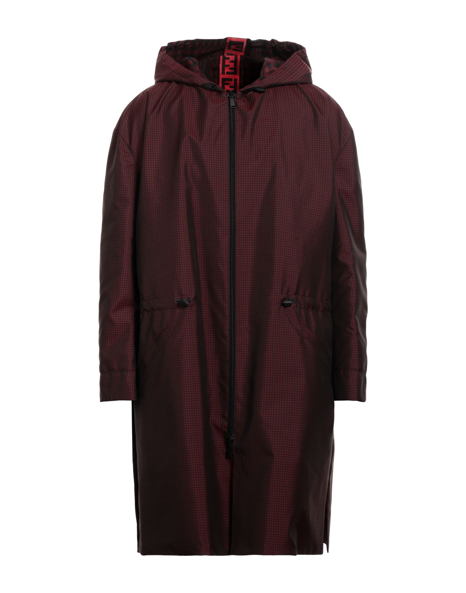 테크니컬 패브릭, 장식 부착 없음, 하운드투스, 후드, 싱글브레스티드, 롱 슬리브, 안감없음, 지퍼 클로저, 멀티 포켓, 윈드브레이커 스타일. 이미지