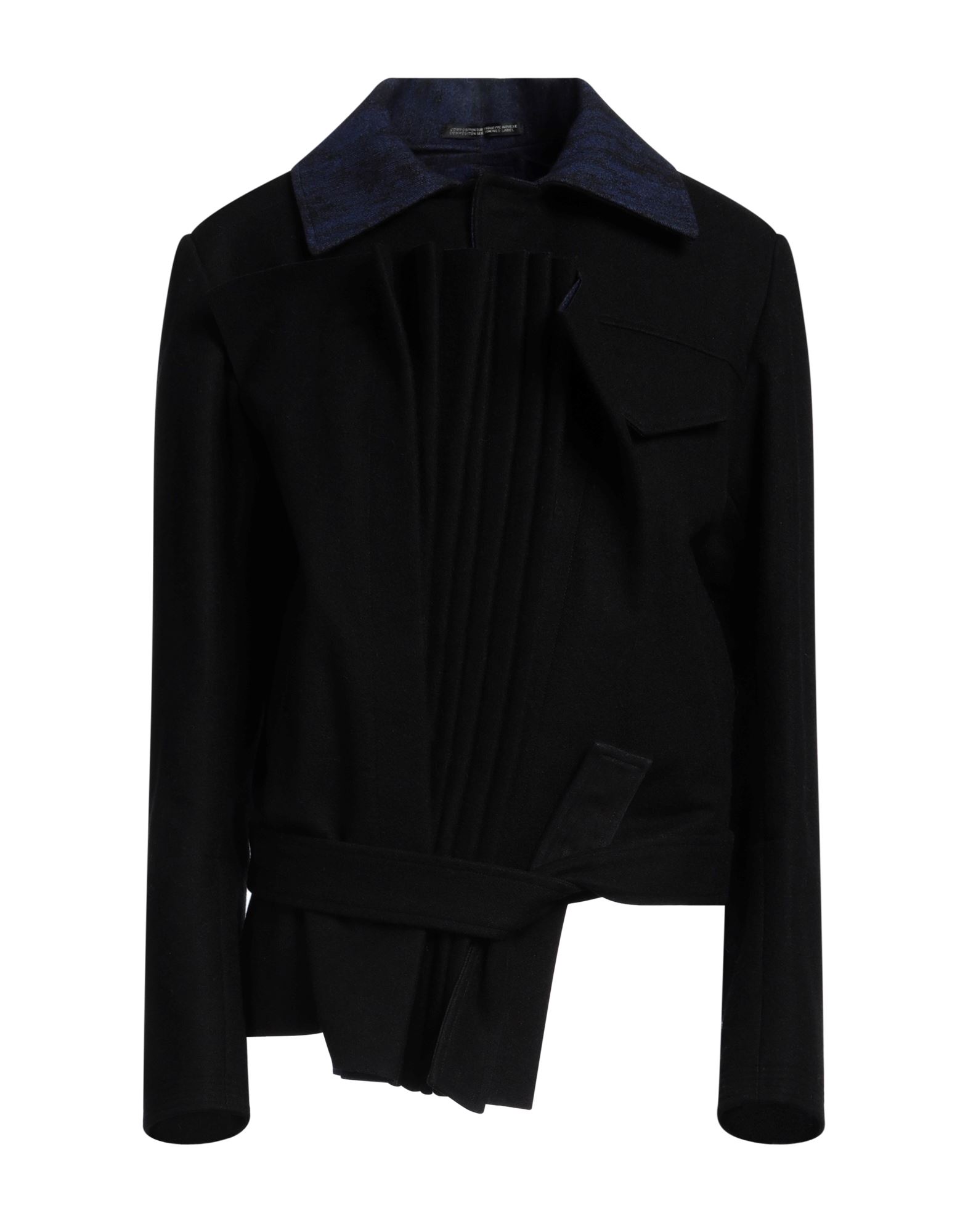 펠트, 장식 효과, 투톤 패턴, 클래식 칼라, 롱 슬리브, 안감없음, 스냅버튼 여밈, 멀티 포켓, 드라이클리닝, 표백 금지, 건조기 사용불가, 싱글 브레스티드 코트. 이미지