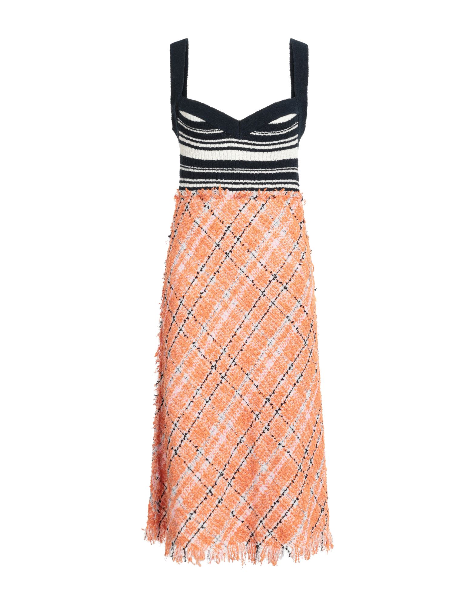 플레어 드레스, 부클레, 니트 소재, 스트라이프, 프린지, 딥 네크라인, 슬리브리스, 안감없음, 드라이클리닝, 표백 금지, 건조기 사용불가. 이미지