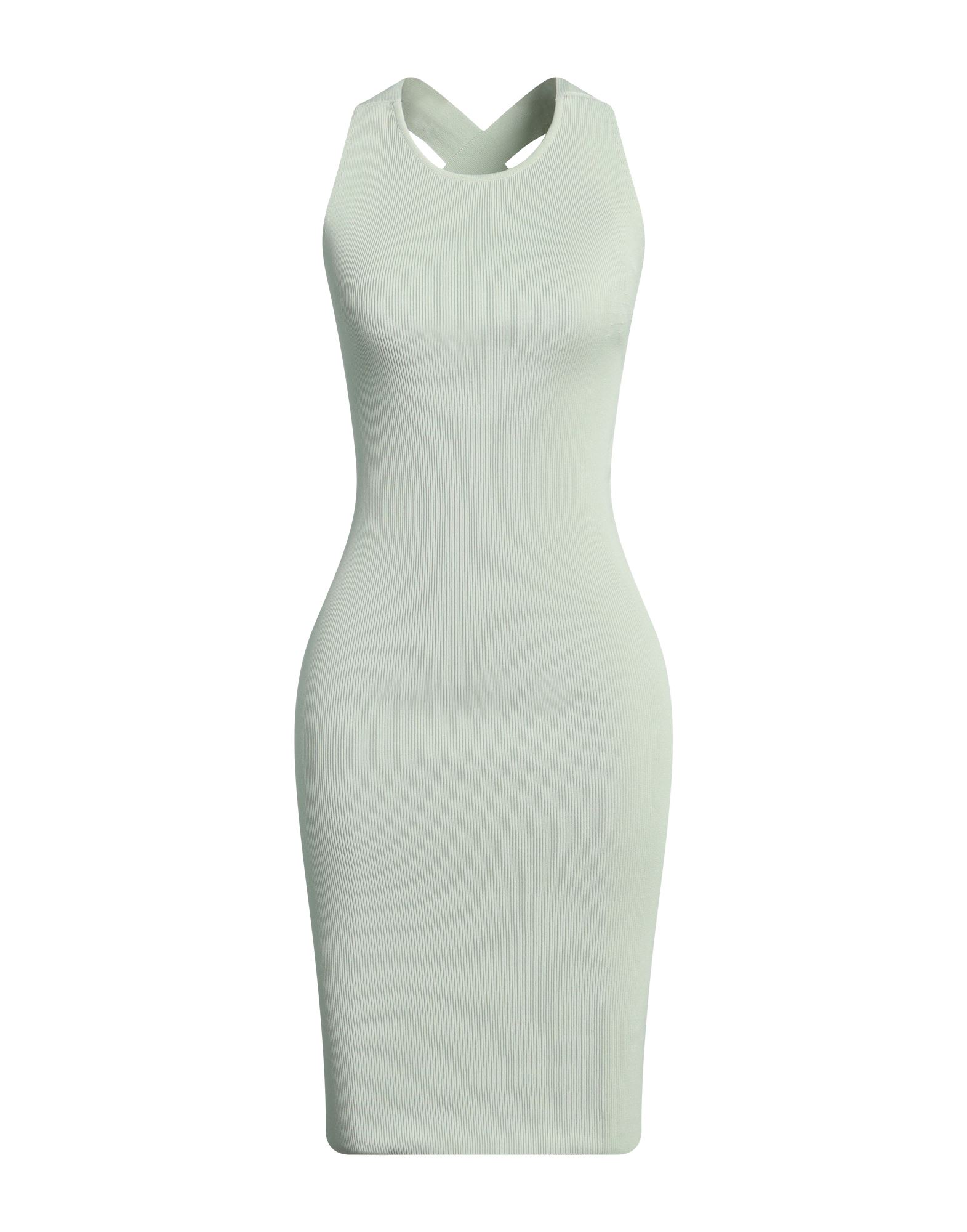 니트 소재, 라이트웨이트 니트, 브랜드 로고, 오픈 백, 솔리드 컬러, 크루넥, 슬리브리스, 안감없음, 바디콘 드레스. 이미지