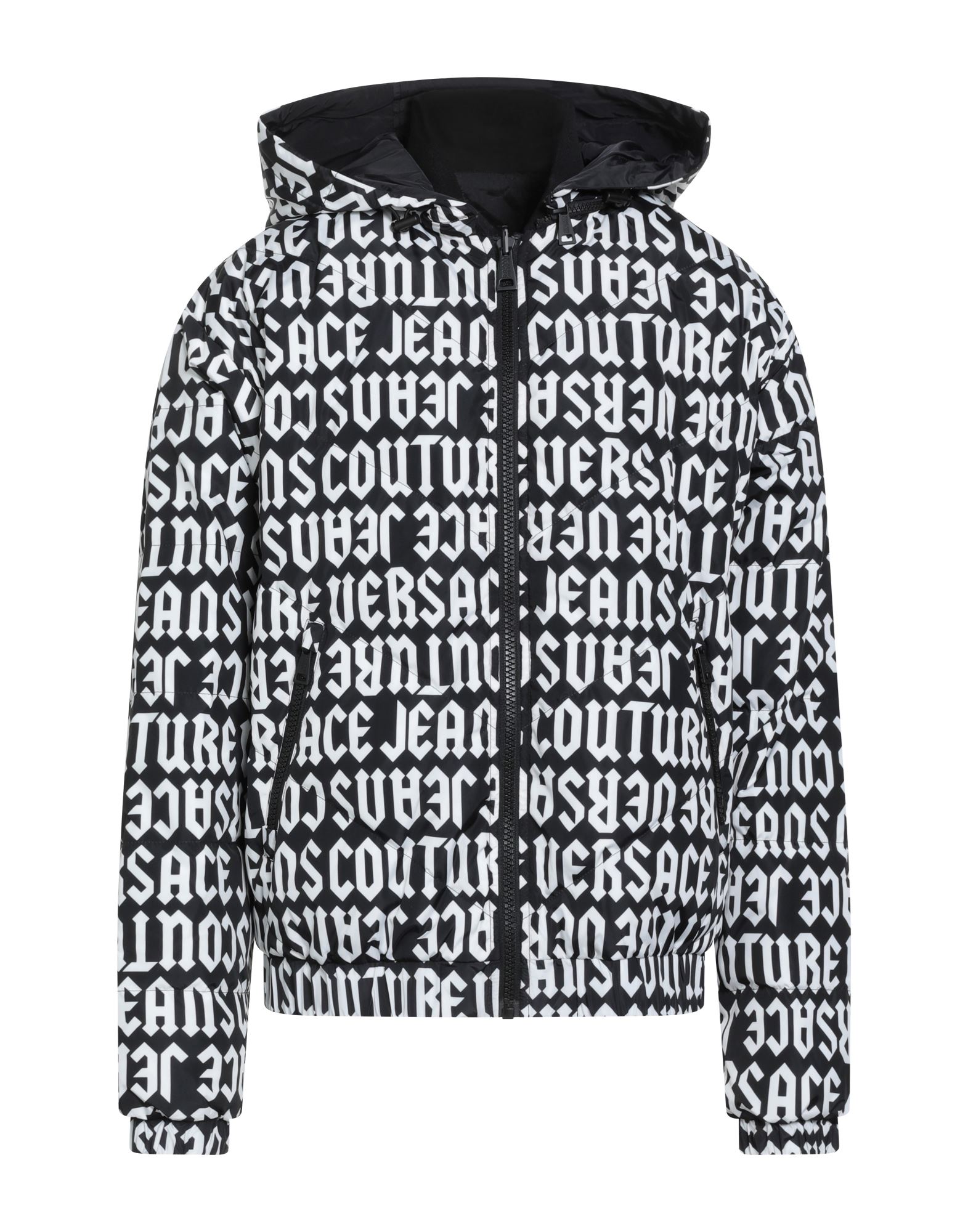 캐주얼 자켓, 테크니컬 패브릭, 퀼팅, 더블 페이스, 브랜드 로고, 로고 디자인, 목 부분의 분리 가능한 후드, 롱 슬리브, 덕 다운 내장, 헤비 패딩, 지퍼 여밈, 지퍼 포켓, 동물성 비섬유 자재 함유, 세탁기로 세탁, 표백 금지, 건조기 사용불가. 이미지