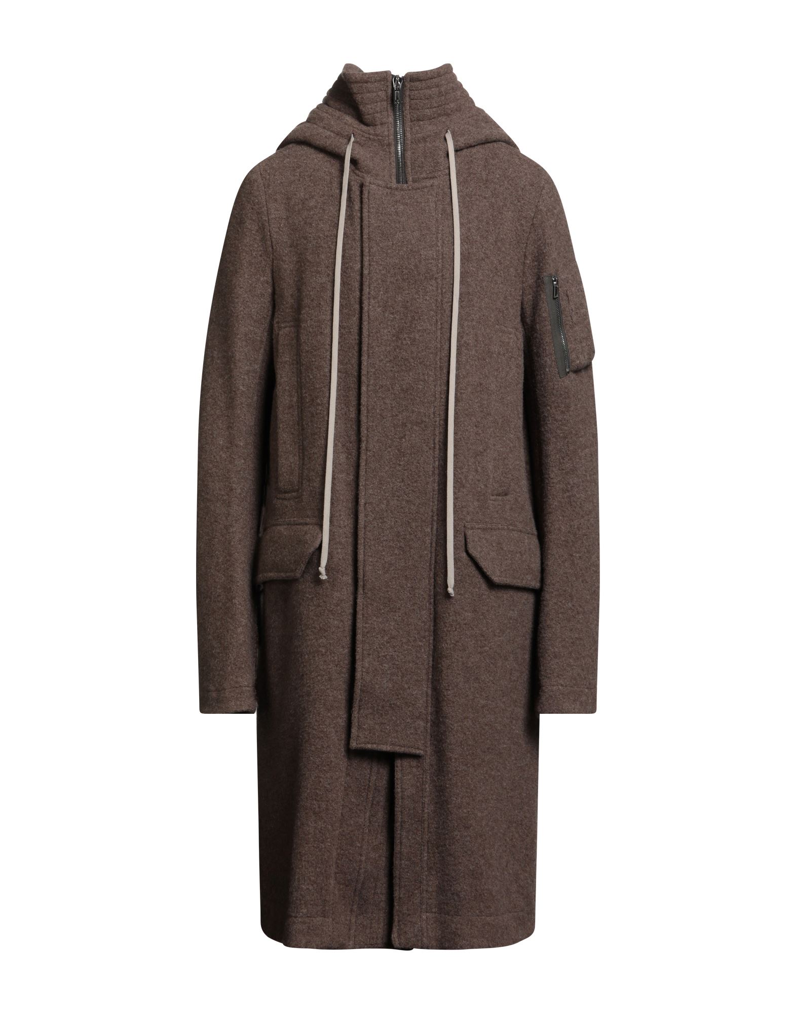 파카, 울, 멜란지, 장식 부착 없음, 후드, 싱글브레스티드, 롱 슬리브, 안감없음, 지퍼 여밈, 멀티 포켓, 드라이클리닝, 표백 금지, 건조기 사용불가. 이미지