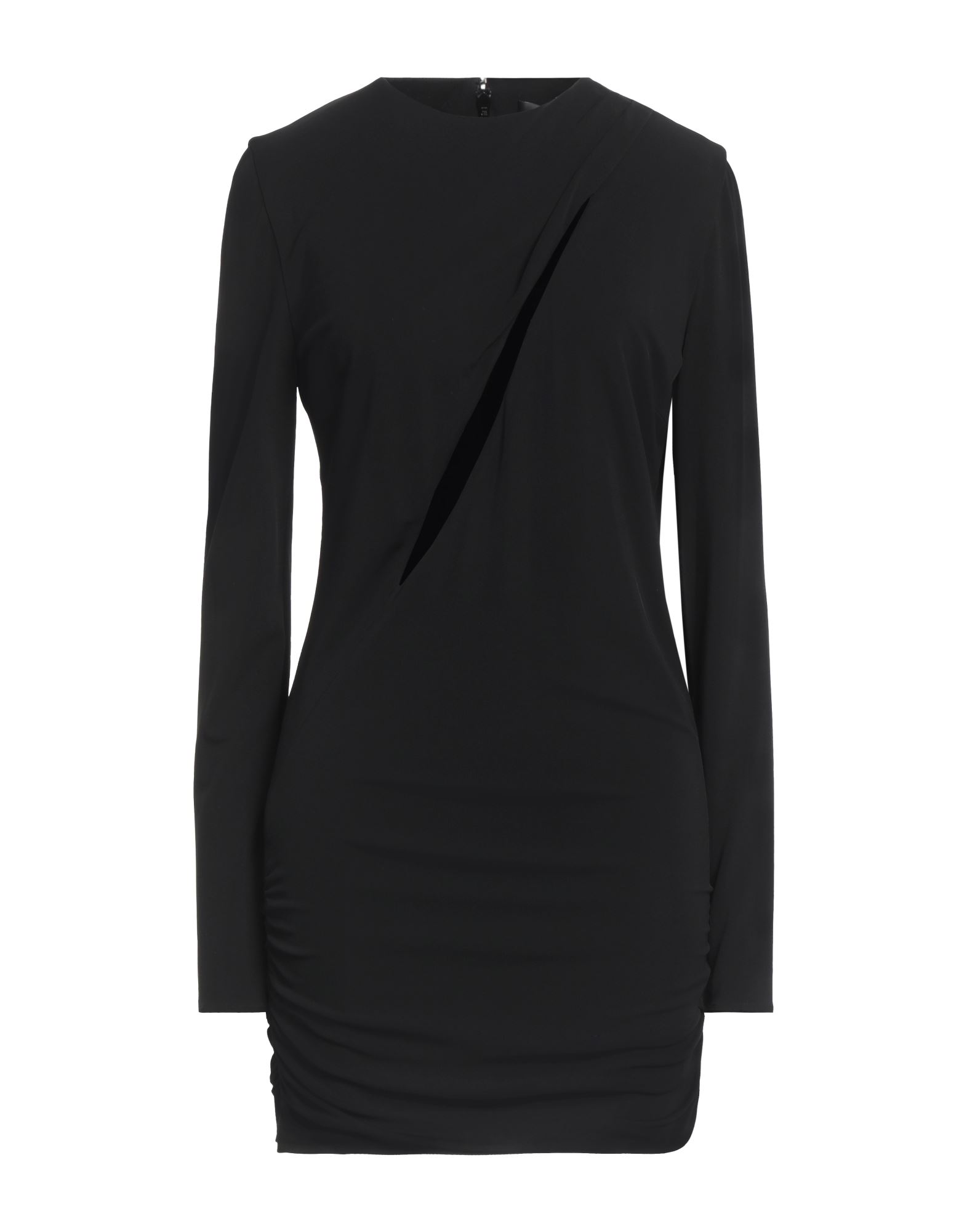 바디콘 드레스, 저지, 스트레치 패브릭, 솔리드 컬러, 개더 디테일, 크루넥, 롱 슬리브, 안감있음, 지퍼 여밈, 후크 여밈, 포켓 없음, 드라이클리닝, 표백 금지, 건조기 사용불가, 스타일과 우아함 그리고 화려함이 어우러진 멋진 파티 룩을 연출해줄 피스. 이미지