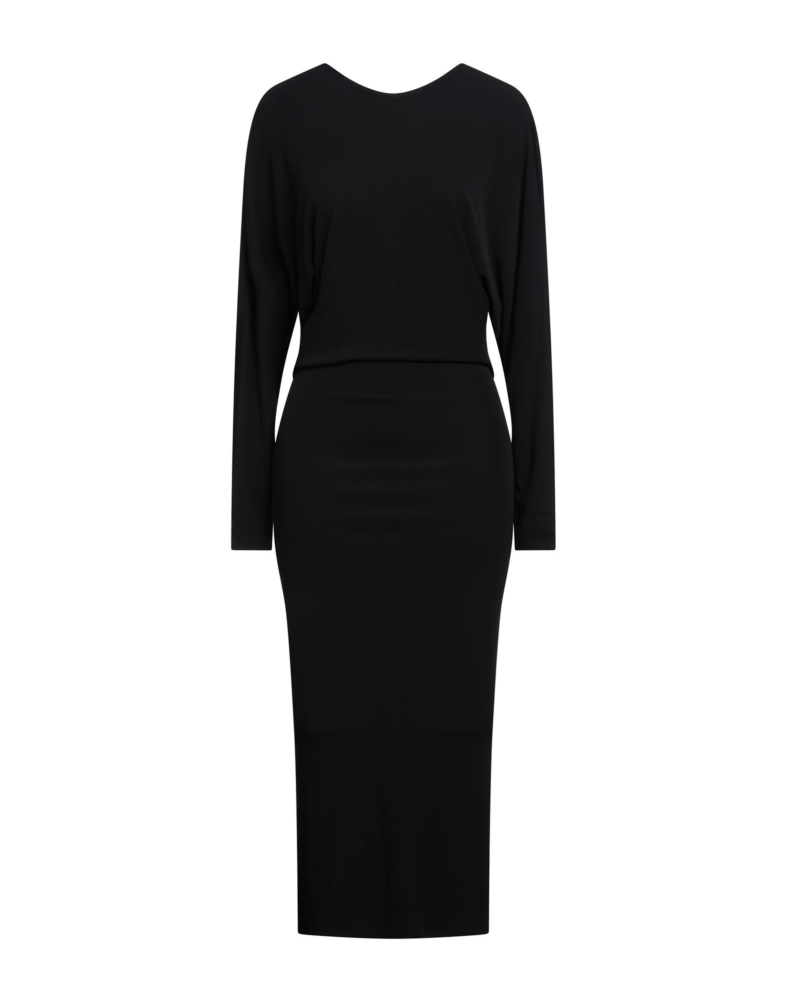 크레이프, 장식 부착 없음, 솔리드 컬러, 크루넥, 롱 슬리브, 안감없음, 지퍼 여밈, 포켓 없음, 드라이클리닝, 표백 금지, 건조기 사용불가, 바디콘 드레스. 이미지