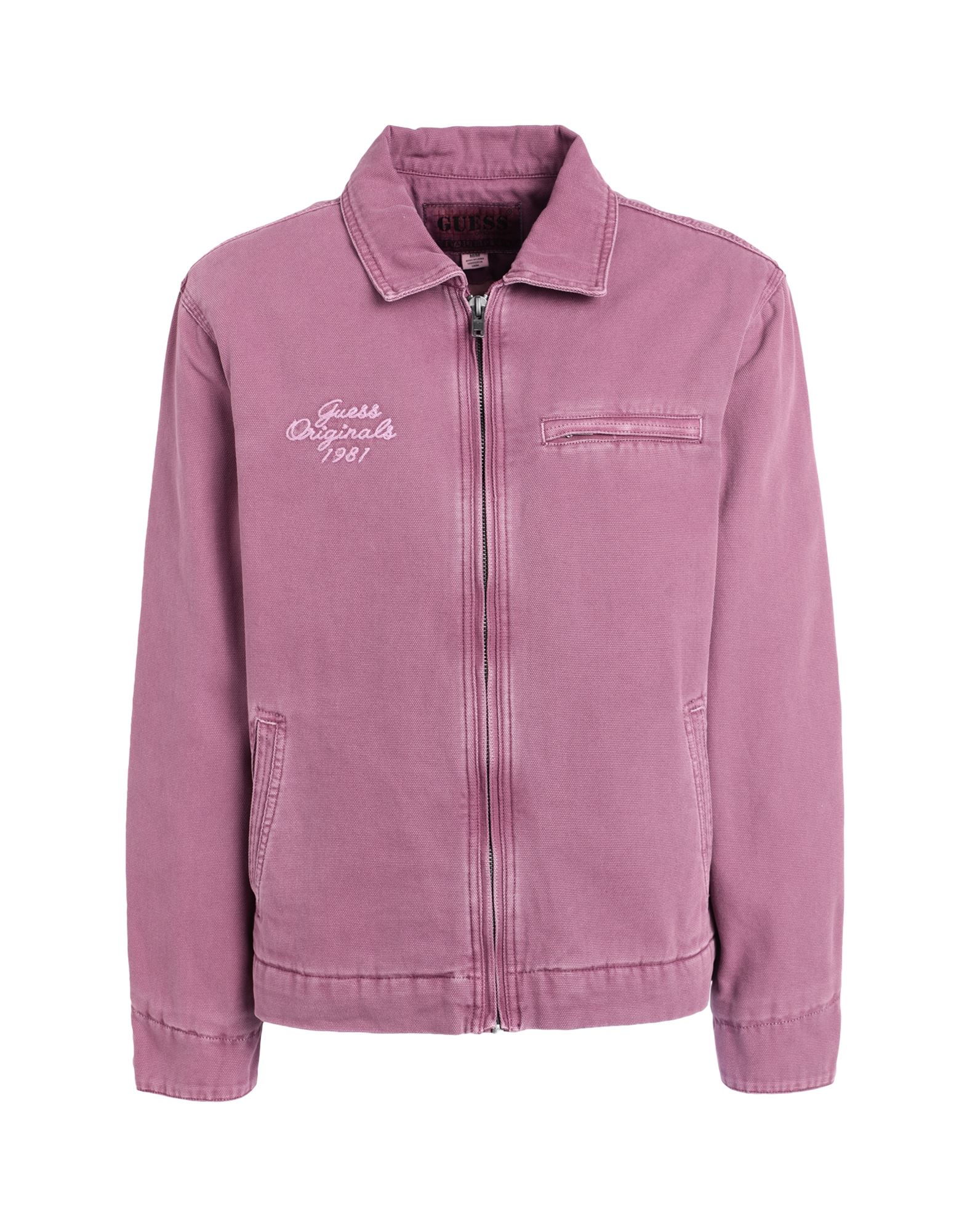 캔바스, 바랜 효과, 브랜드 로고, 솔리드 컬러, 클래식 칼라, 싱글브레스티드, 롱 슬리브, 버튼 커프스, 내부 패딩, 지퍼 여밈, 멀티 포켓, 기타 아우터웨어. 이미지