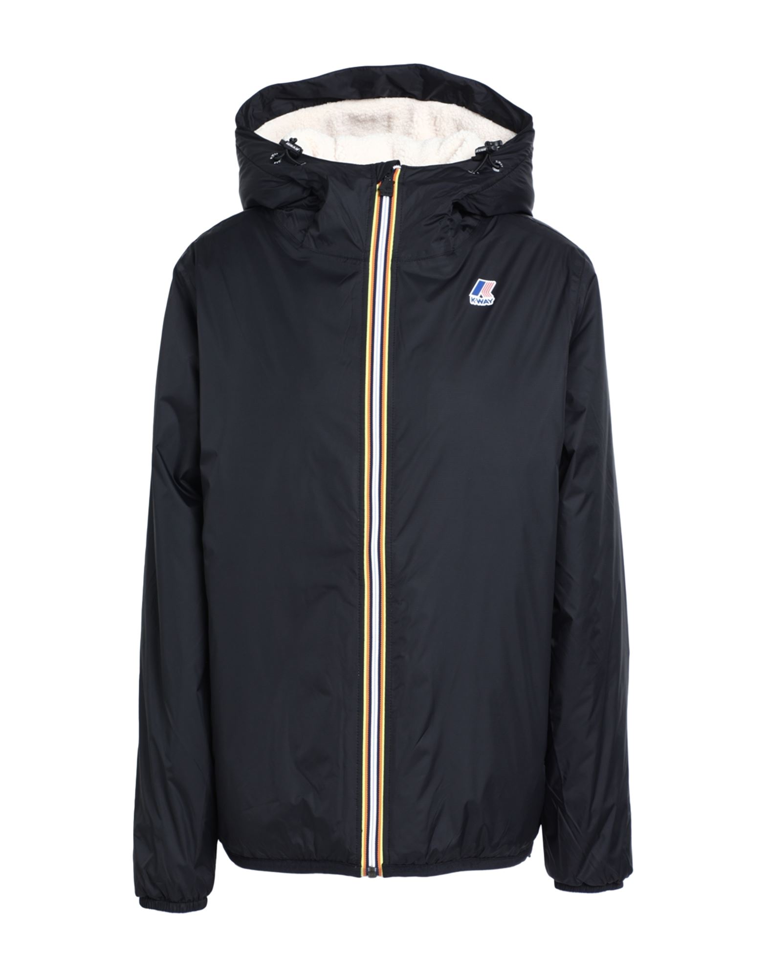 캐주얼 자켓, 테크니컬 패브릭, 브랜드 로고, 장식 디테일 솔리드 컬러, 후드, 롱 슬리브, 셰르파 패브릭 내부, 지퍼 여밈, 지퍼 포켓, 드로스트링 헴라인, 세탁기로 세탁, 표백 금지, 건조기 사용불가, 다림질 금지. 이미지