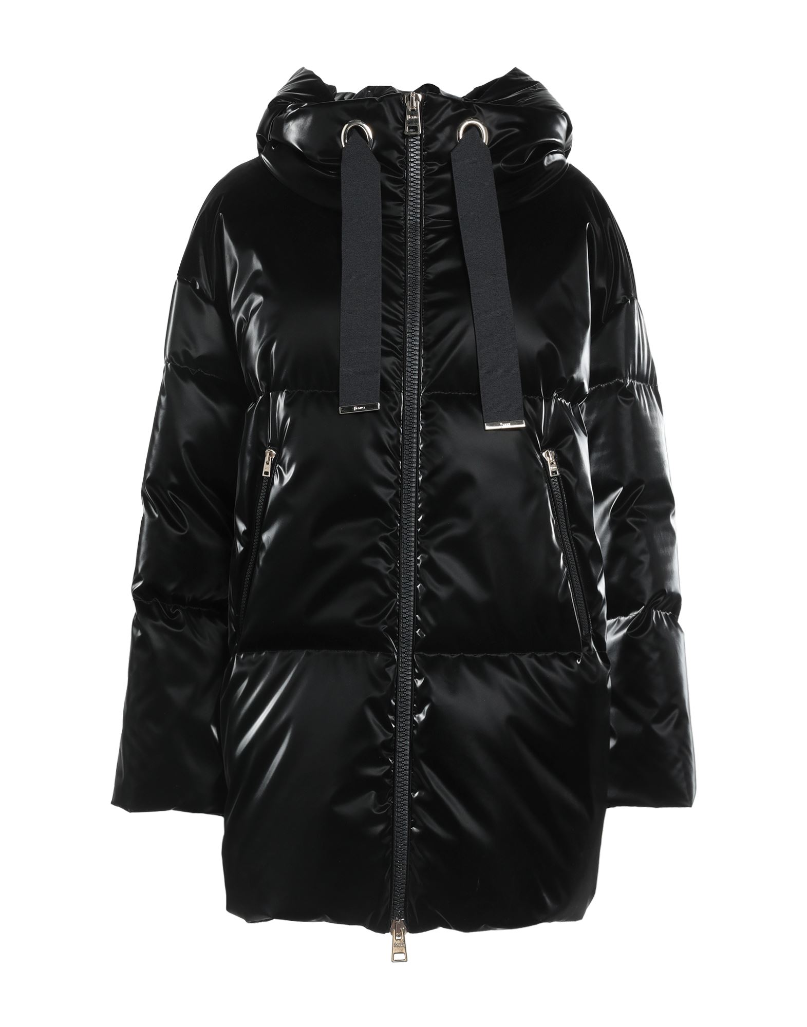 쇼트 다운 자켓, 테크니컬 패브릭, 왁스코팅 효과, 솔리드 컬러, 브랜드 로고, 후드, 롱 슬리브, 구스 다운 내장, 멀티 포켓, 동물성 비섬유 자재 함유, 세탁기로 세탁, 표백 금지, 건조기 사용불가. 이미지