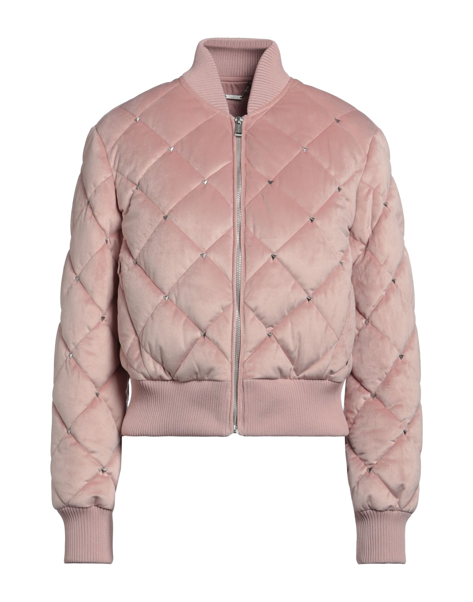 벨벳, 스터드, 브랜드 로고, 솔리드 컬러, 라운드 네크라인, 싱글브레스티드, 롱 슬리브, 안감있음, 지퍼 클로저, 멀티 포켓, 보머. 이미지