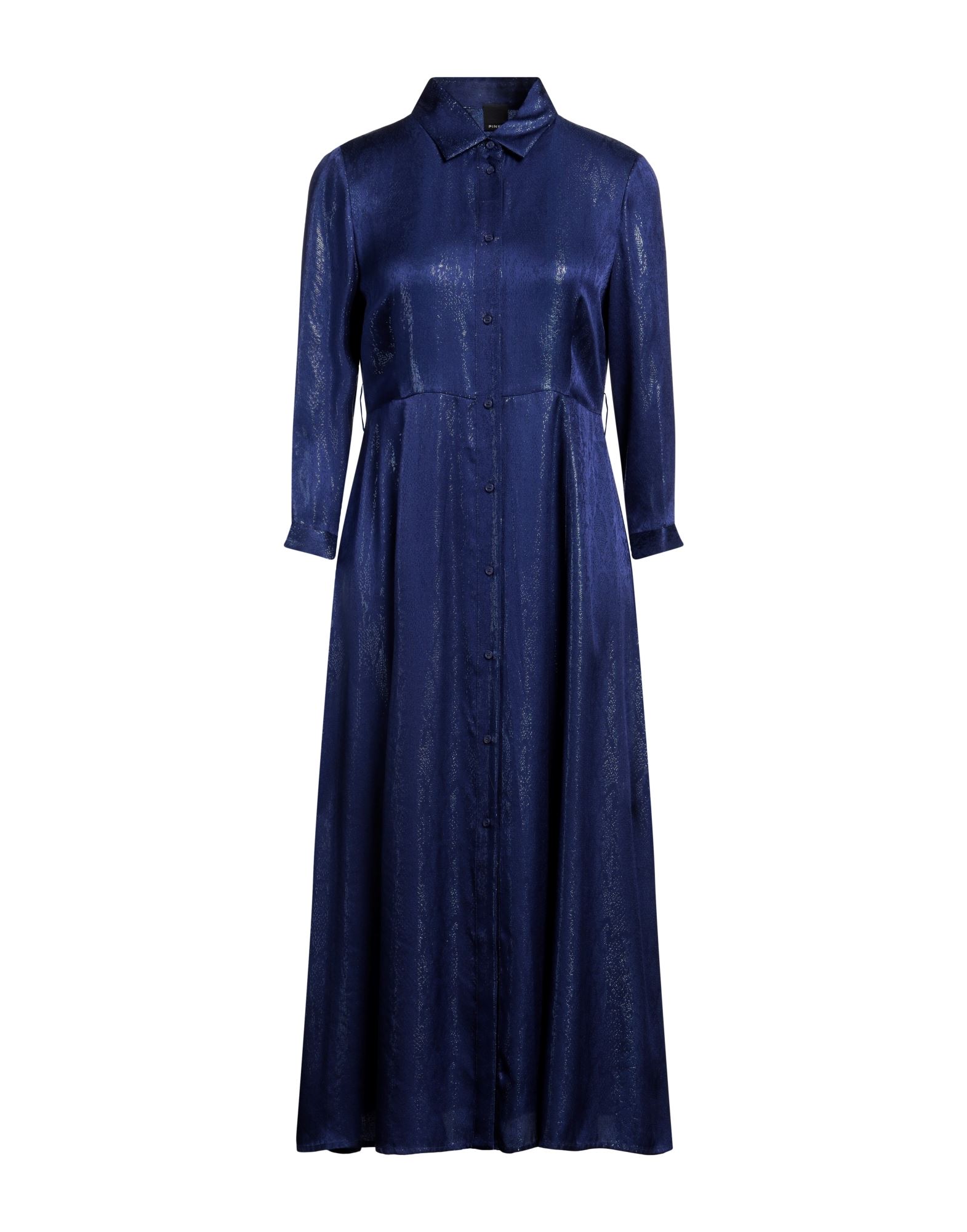 평직, 라메, 장식 부착 없음, 솔리드 컬러, 클래식 칼라, 롱 슬리브, 안감없음, 버튼 여밈, 포켓 없음, 셔츠 드레스. 이미지