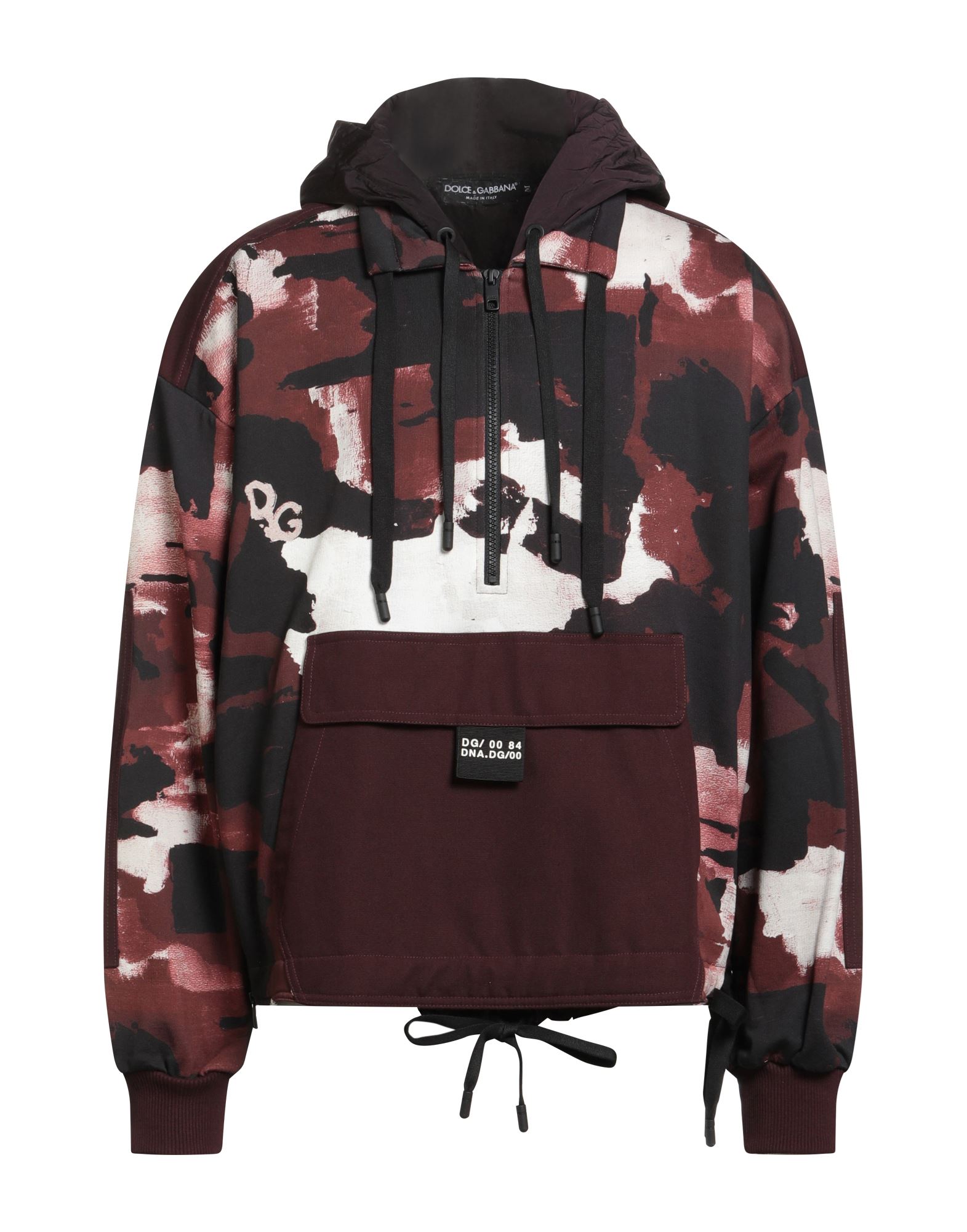 캐주얼 자켓, 프렌치 테리, 캔바스, 브랜드 로고, 멀티컬러 패턴, 후드, 롱 슬리브, 안감있음, 지퍼 여밈, 플랩 포켓, 드로스트링 헴라인, 세탁기로 세탁, 표백 금지, 건조기 사용불가. 이미지