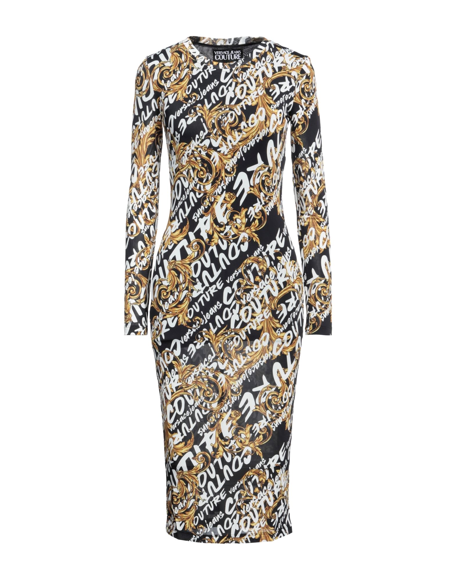 저지, 장식 부착 없음, 로고 디자인, 라운드 네크라인, 롱 슬리브, 안감있음, 스트레치, 펜슬 스커트. 이미지