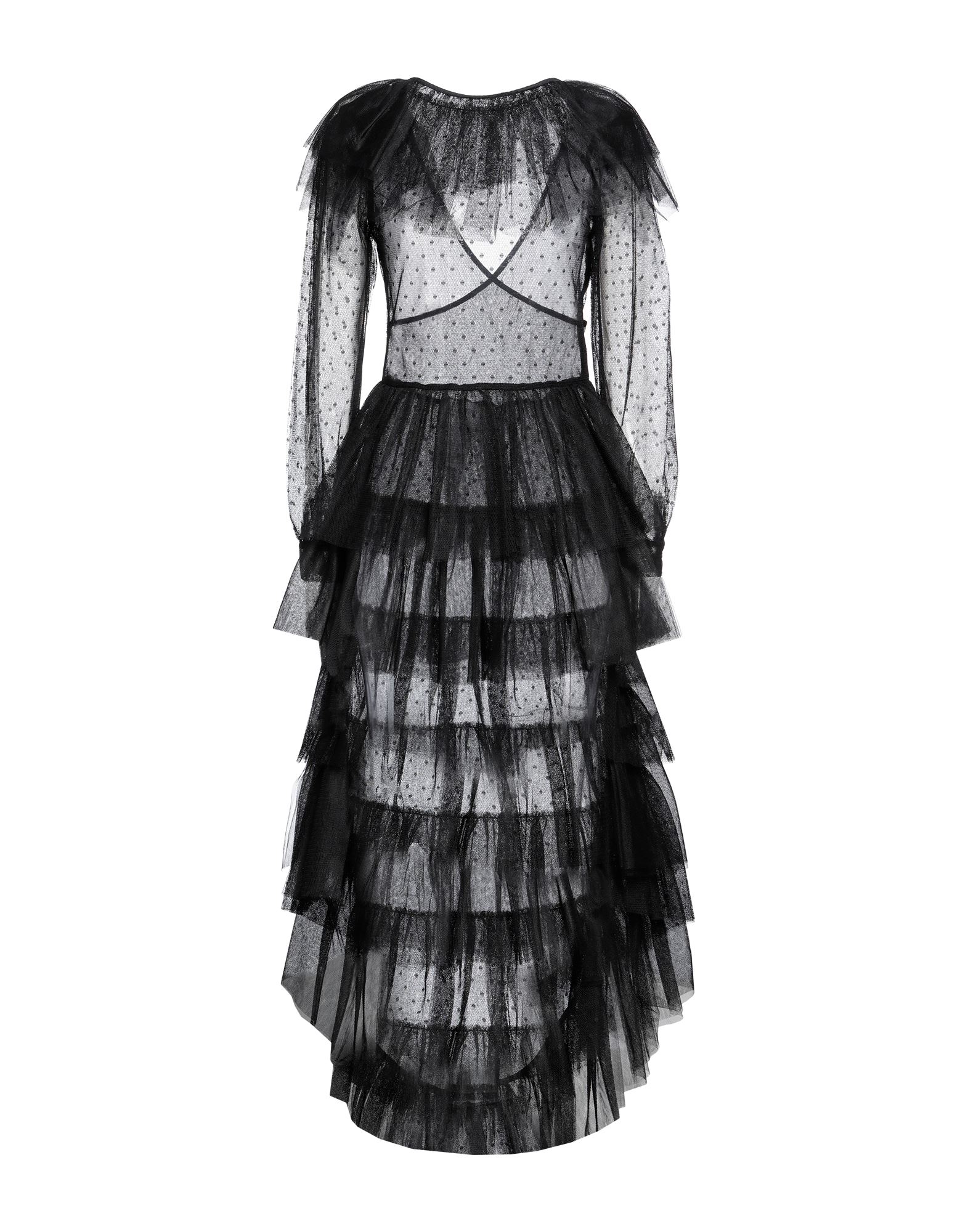 튤, 장식 부착 없음, 솔리드 컬러, 크루넥, 롱 슬리브, 안감없음, 지퍼 클로저, 포켓 없음, 원피스 & 드레스. 이미지