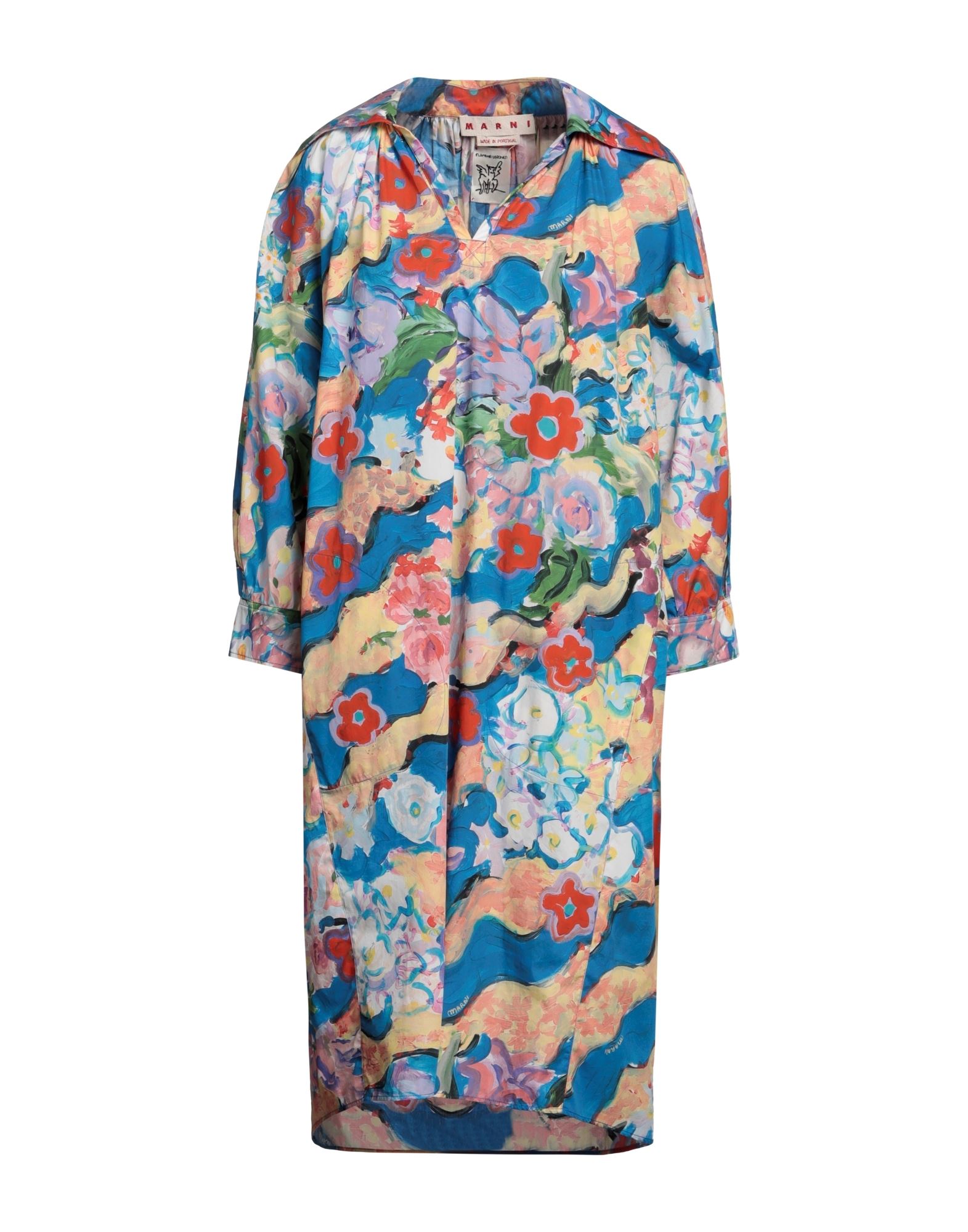 카프탄, 우븐, 브랜드 로고, 멀티컬러 패턴, v 네크라인, 롱 슬리브, 안감없음, 멀티 포켓. 이미지