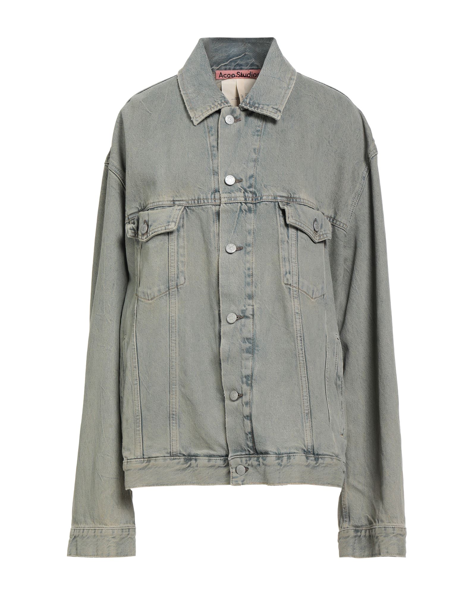 데님 트러커 자켓, 데님, 바랜 효과, 장식 부착 없음, 솔리드 컬러, 미디엄 워싱, 클래식 칼라, 롱 슬리브, 안감없음, 버튼 여밈, 멀티 포켓, 세탁기로 세탁, 표백 금지, 건조기 사용불가, 이 브랜드는 사이즈가 크게 나옵니다. 이미지