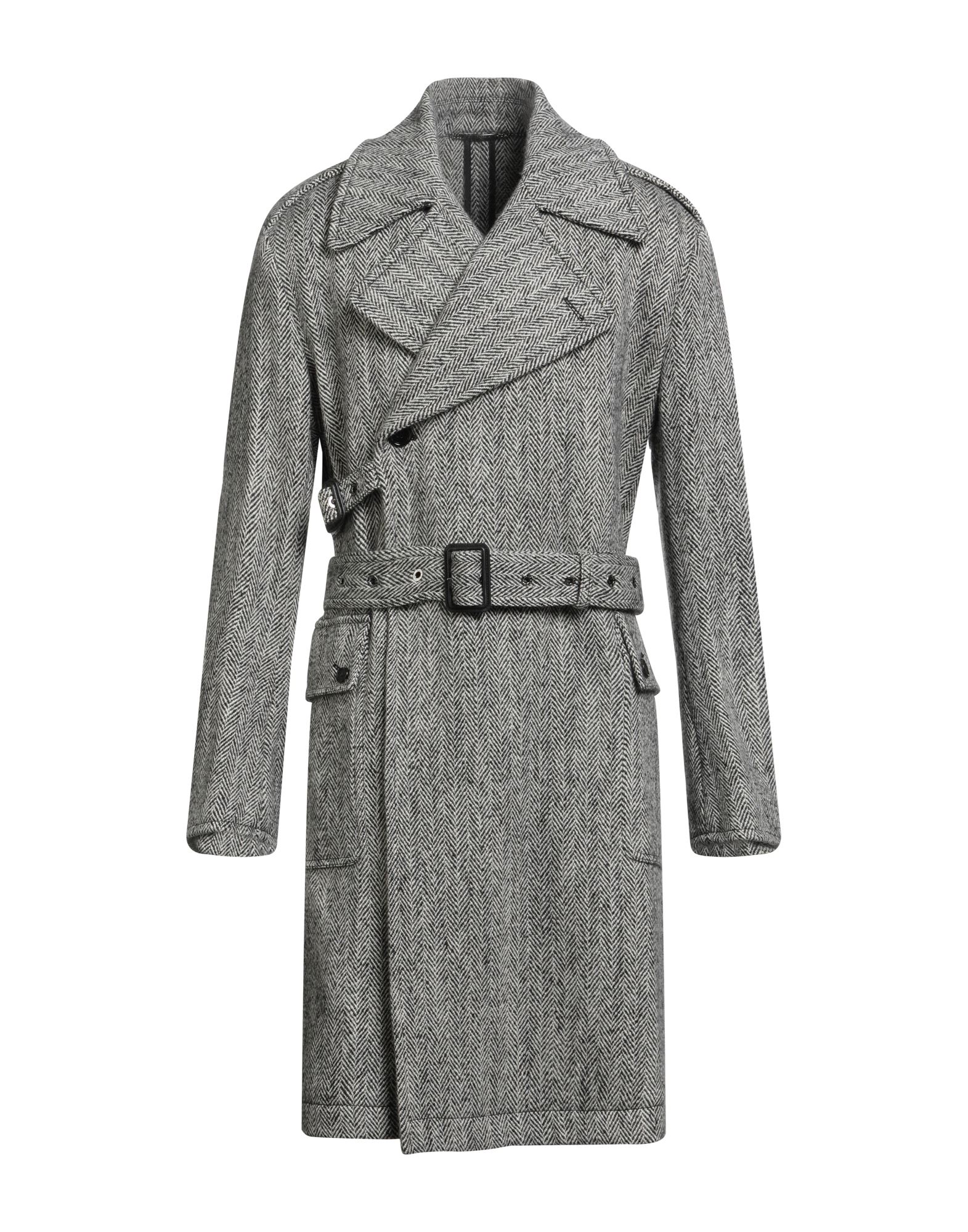 더블 브레스티드 코트, 트위드, 벨트, 탭, 헤링본, 라펠, 롱 슬리브, 안감없음, 버튼 여밈, 플랩 포켓, 내부 포켓, 드라이클리닝, 표백 금지, 건조기 사용불가. 이미지