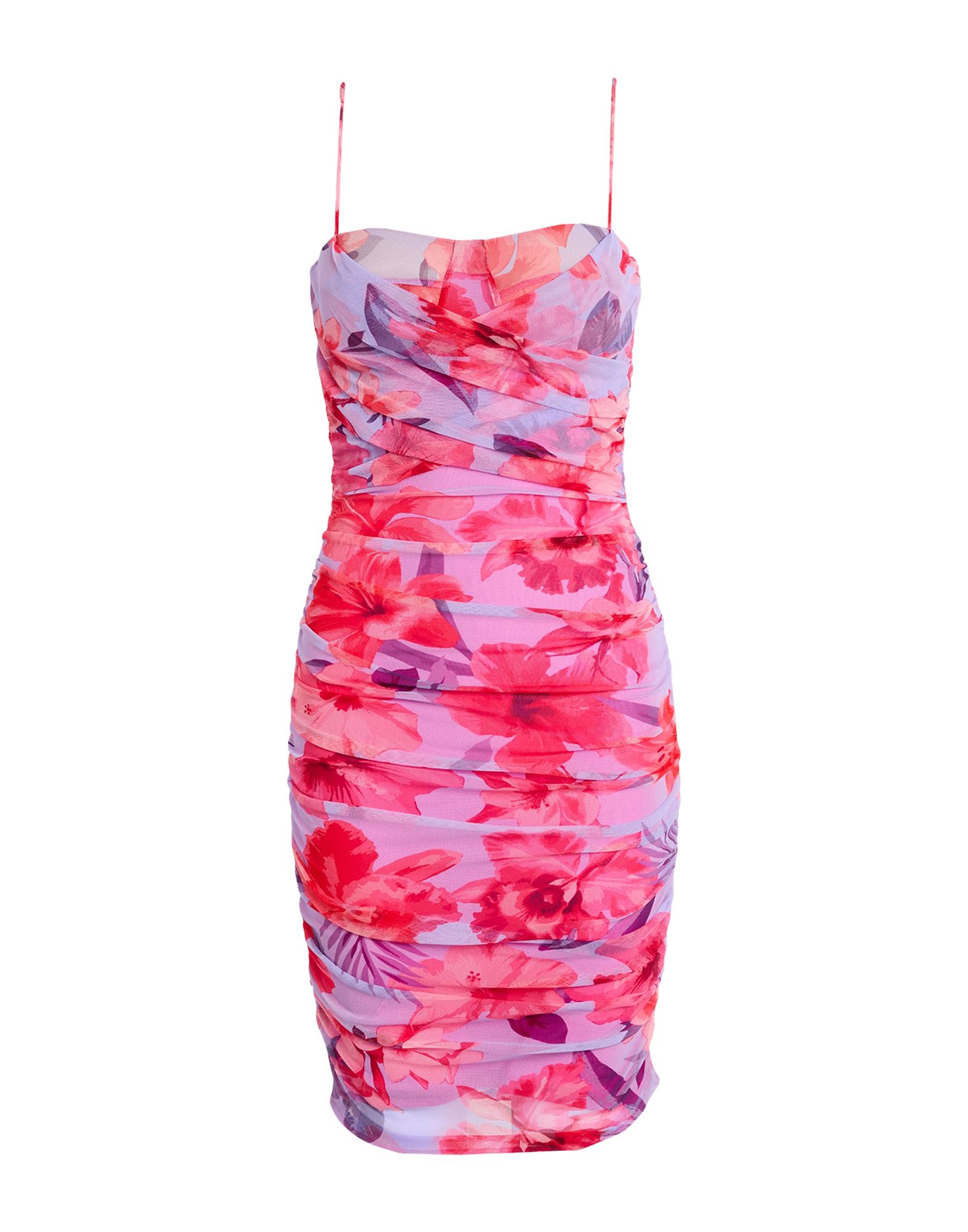 바디콘 드레스, 튤, 플로럴 모티브, 개더 디테일, 스위트하트 네크라인, 슬리브리스, 안감있음, 지퍼 여밈, 포켓 없음, 세탁기 세탁 또는 드라이클리닝, 표백 금지, 건조기 사용불가, 결혼식 하객 스타일로도 적합한 특별한 날에 어울리는 우아한 세레모니 룩. 이미지