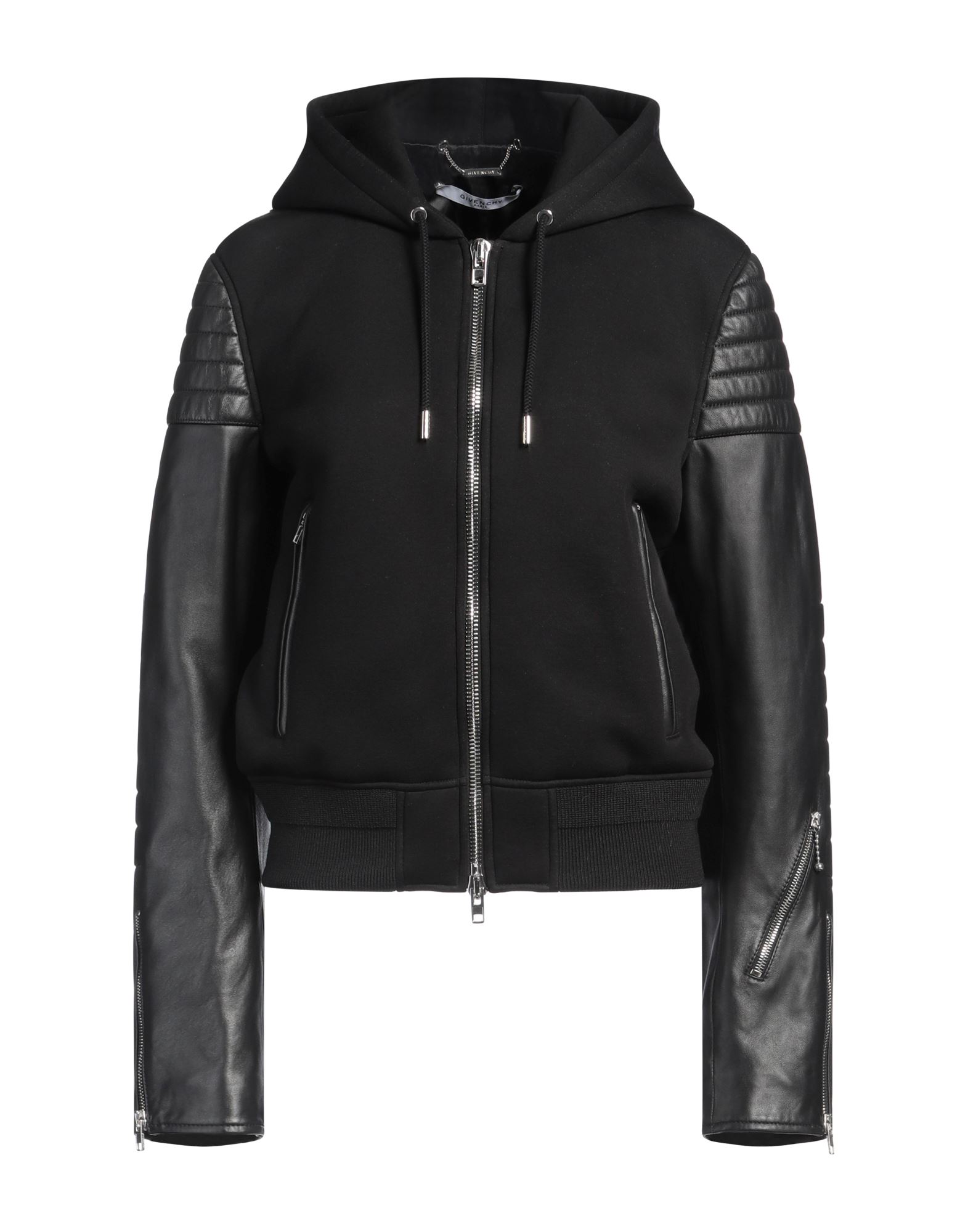 캐주얼 자켓, 스쿠버 원단, 솔리드 컬러, 레이스업, 크루넥, 싱글브레스티드, 롱 슬리브, 지퍼 여밈, 멀티 포켓, 멀티 포켓, 동물성 비섬유 자재 함유. 이미지