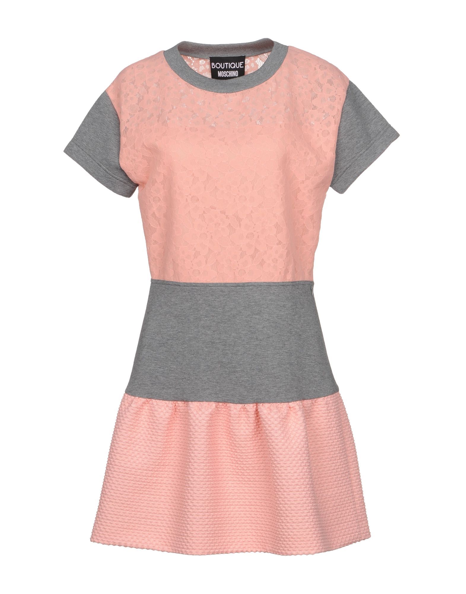 플리스, 레이스, 장식 부착 없음, 투톤 패턴, 라운드 네크라인, 쇼트 슬리브, 포켓 없음, 안감없음, 사이드 클로져, 지퍼, 트라페즈 스커트. 이미지