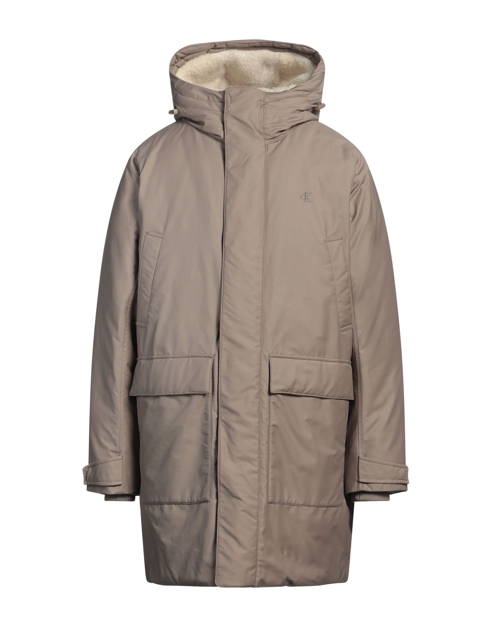 파카, 테크니컬 패브릭, 자수 로고 장식, 솔리드 컬러, 후드, 롱 슬리브, 합성 충전재, 헤비 패딩, 히든 버튼 여밈, 지퍼 여밈, 멀티 포켓, 세탁기로 세탁, 표백 금지, 건조기 사용불가. 이미지