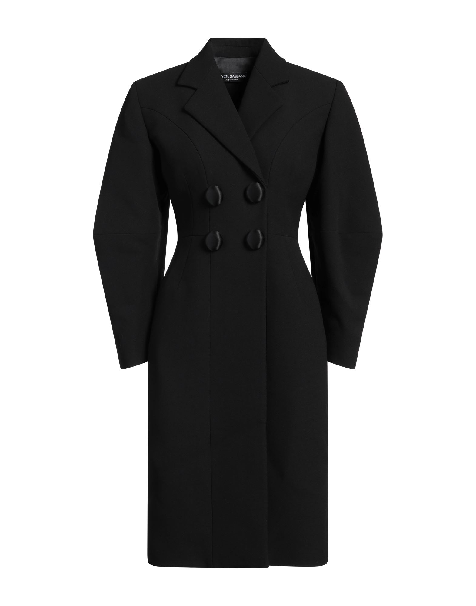 더블 브레스티드 코트, 울 보일, 장식 부착 없음, 솔리드 컬러, 라펠, 롱 슬리브, 안감있음, 포켓 없음, 드라이클리닝, 표백 금지, 건조기 사용불가. 이미지