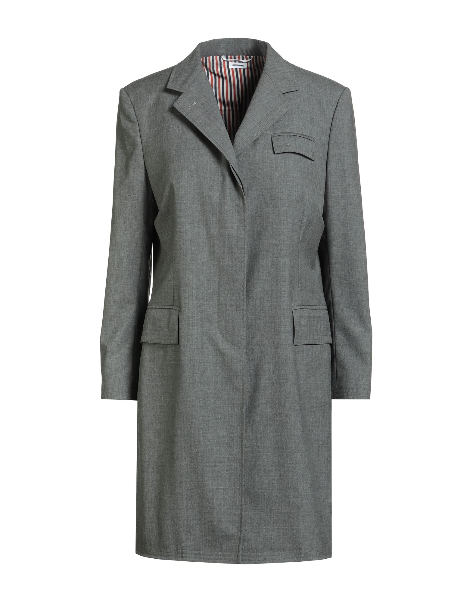 롱 자켓, 울 보일, 솔리드 컬러, 브랜드 로고, 라펠, 싱글브레스티드, 롱 슬리브, 버튼 커프스, 안감있음, 히든 버튼 여밈, 멀티 포켓, 더블 백 슬릿, 드라이클리닝, 표백 금지, 건조기 사용불가. 이미지