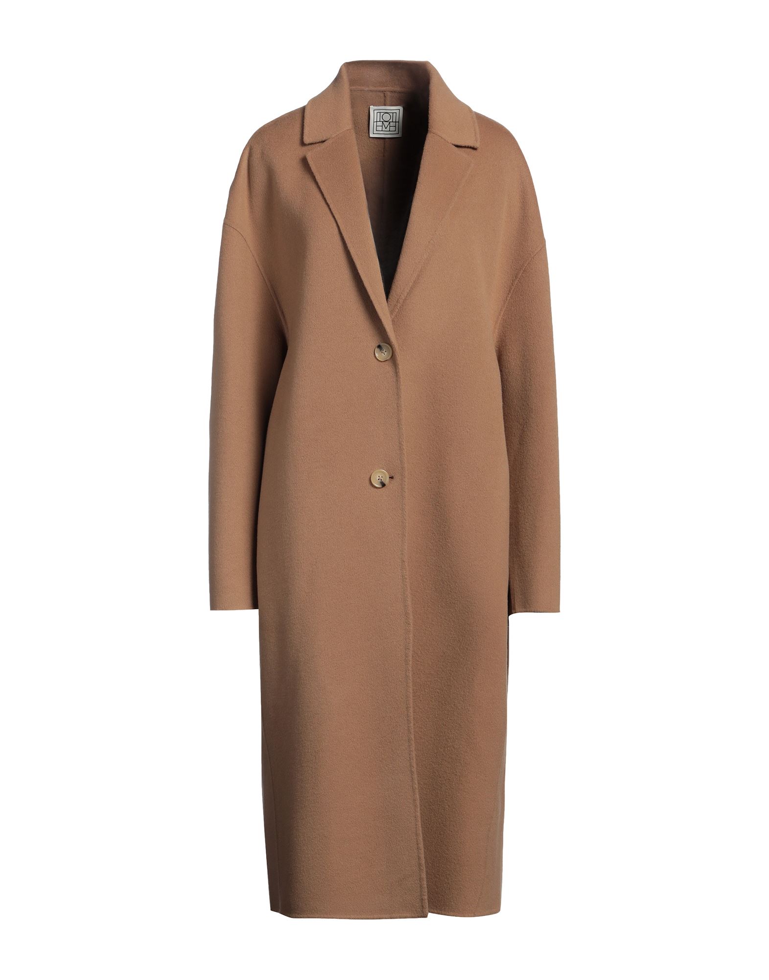 싱글 브레스티드 코트, 울, 브러시드 펠트, 솔리드 컬러, 장식 부착 없음, 라펠, 롱 슬리브, 안감있음, 버튼 여밈, 멀티 포켓, 드라이클리닝, 표백 금지, 건조기 사용불가. 이미지