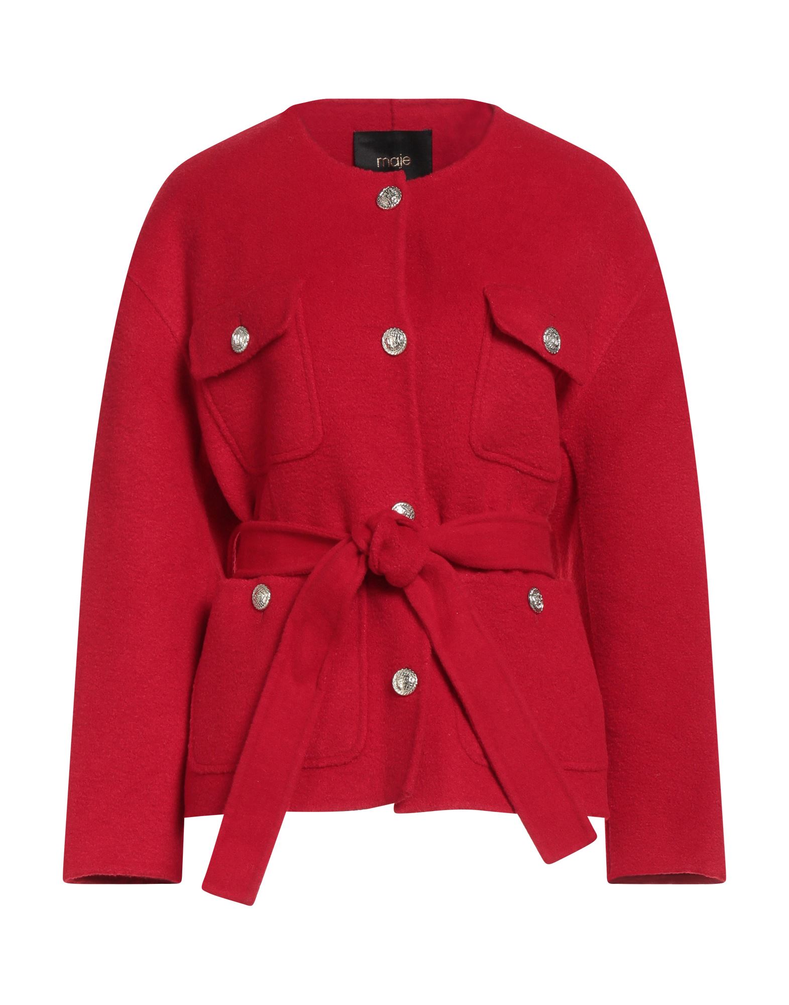 벨티드 자켓, 부클레, 벨트, 솔리드 컬러, 크루넥, 싱글브레스티드, 롱 슬리브, 안감없음, 버튼 여밈, 패치 포켓, 포켓 2개, 드라이클리닝, 표백 금지, 건조기 사용불가. 이미지