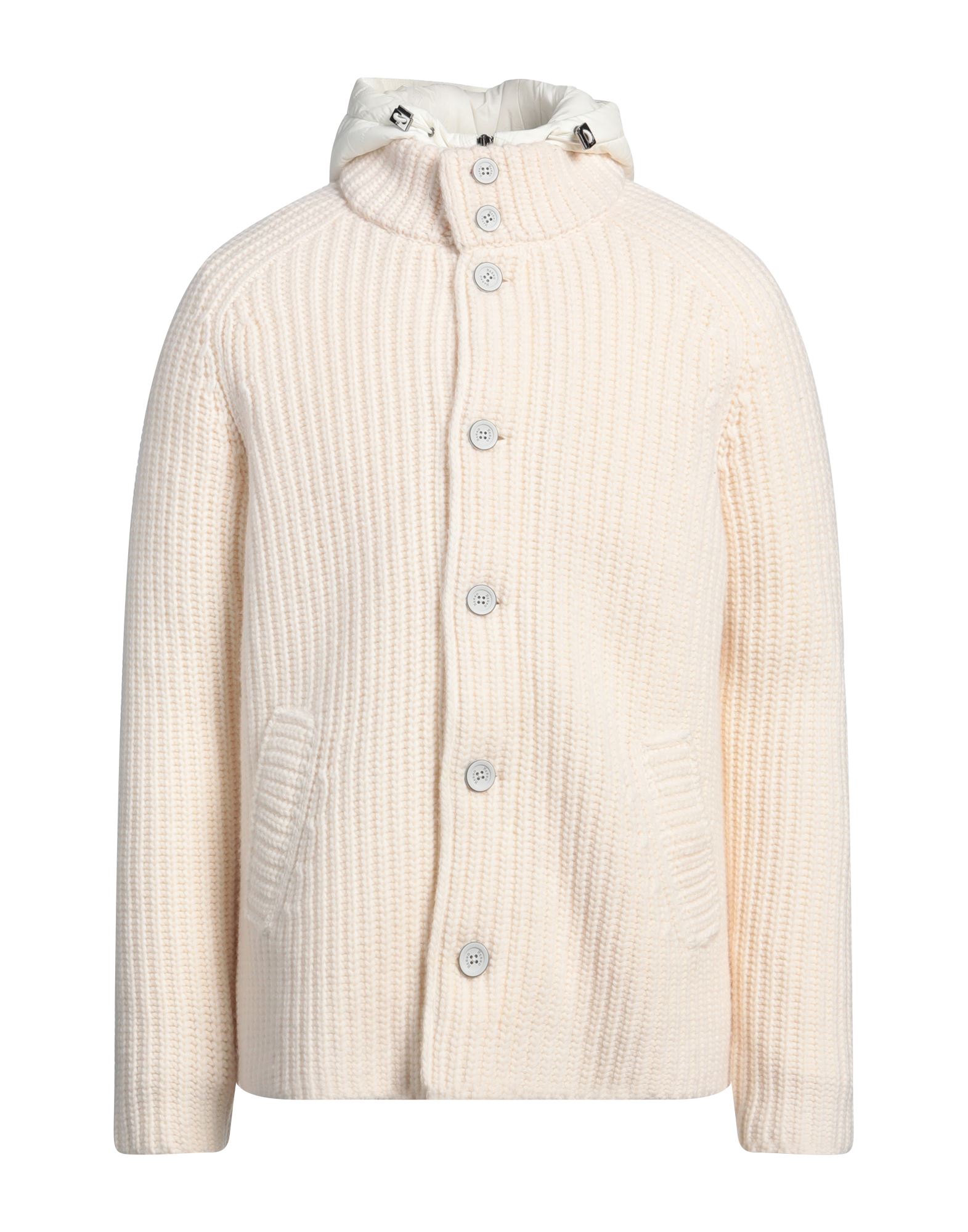 캐주얼 자켓, 테크니컬 패브릭, 니트 소재, 헤비웨이트 니트, 솔리드 컬러, 브랜드 로고, 목 부분의 분리 가능한 후드, 롱 슬리브, 패딩안감 분리가능 , 버튼 여밈, 멀티 포켓, 손세탁 또는 드라이클리닝, 건조기 사용불가. 이미지