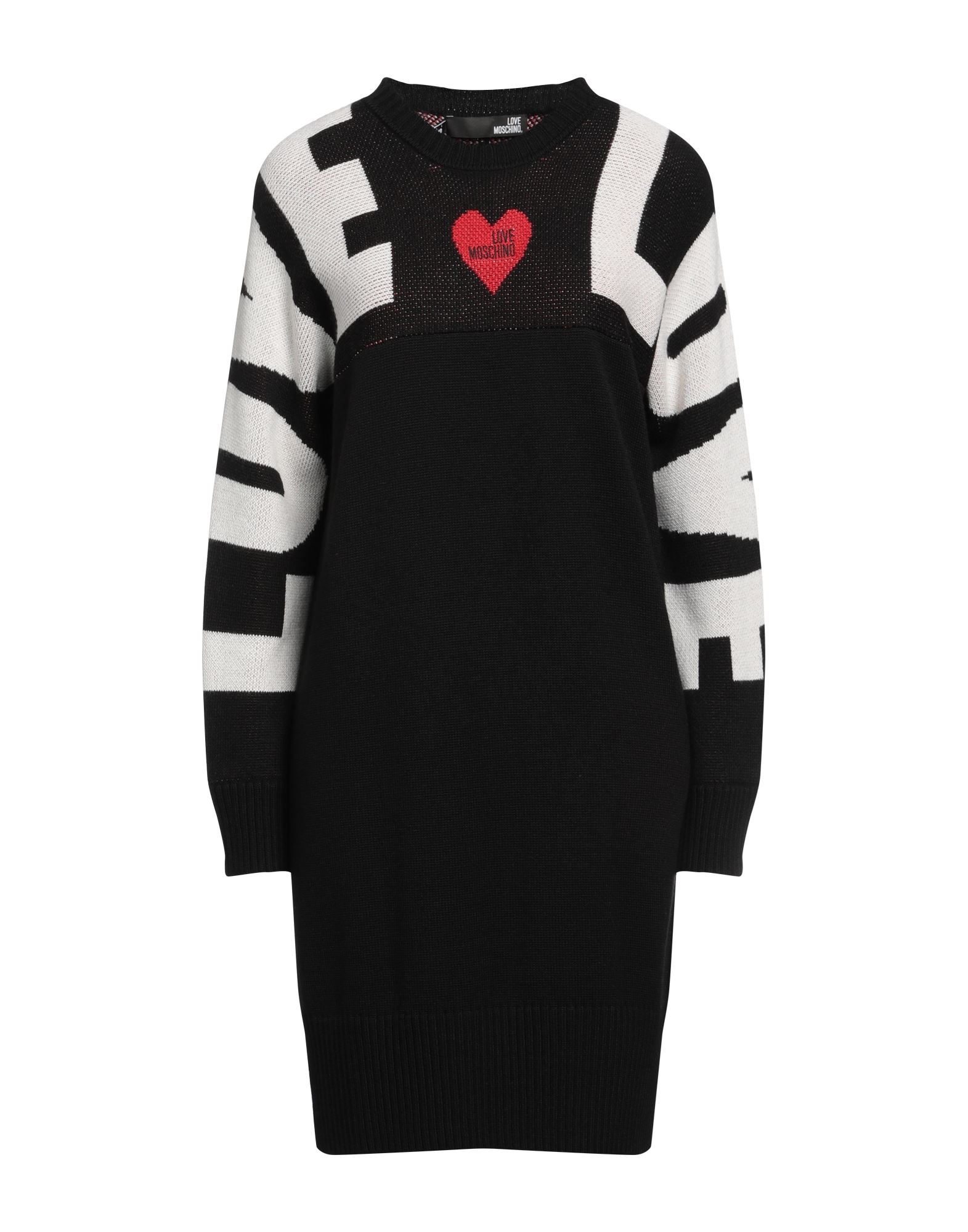 니트 소재, 라이트웨이트 니트, 브랜드 로고, 장식 디테일 솔리드 컬러, 라운드 네크라인, 롱 슬리브, 리브 조직 커프스, 안감없음, 포켓 없음, 원피스 & 드레스. 이미지