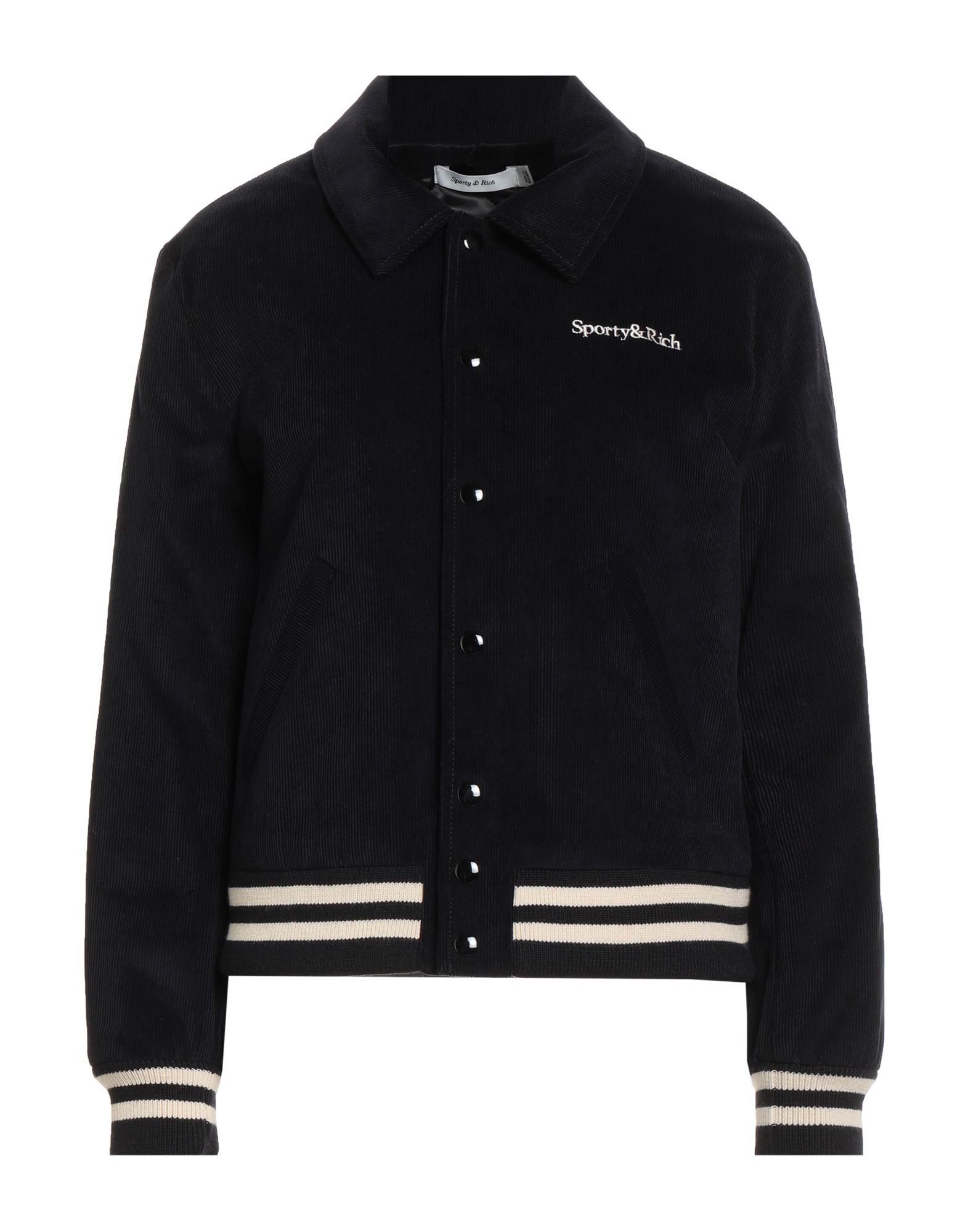 캐주얼 자켓, 코듀로이, 니트 트리밍, 자수 로고 장식, 솔리드 컬러, 클래식 칼라, 롱 슬리브, 안감있음, 스냅버튼 여밈, 슬릿 포켓, 드라이클리닝 금지, 표백 금지, 건조기 사용불가. 이미지