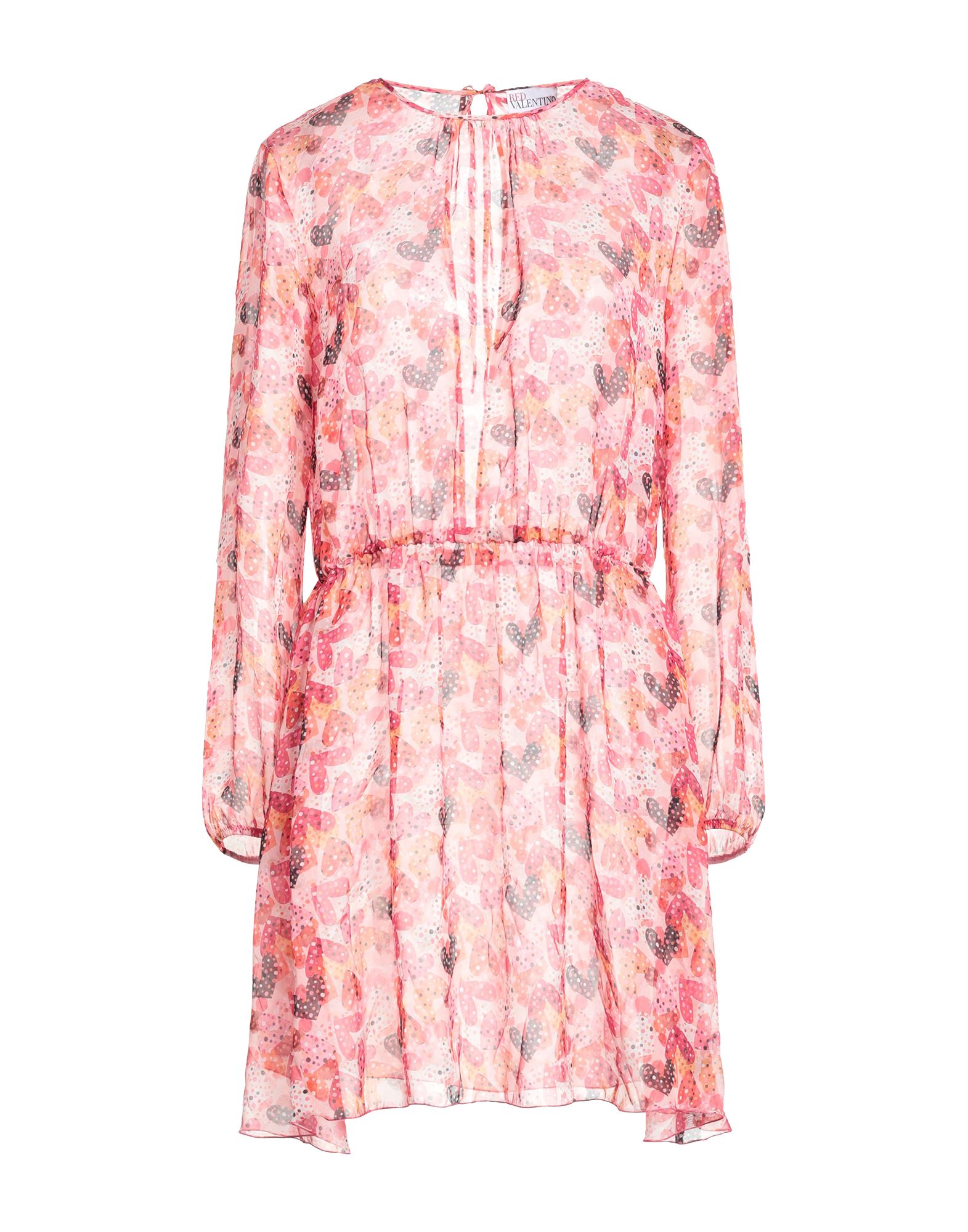 쉬폰, 레이스업, 멀티컬러 패턴, 라운드 네크라인, 롱 슬리브, 안감없음, 셀프타이/스트링 여밈, 포켓 없음, 플레어 스타일. 이미지