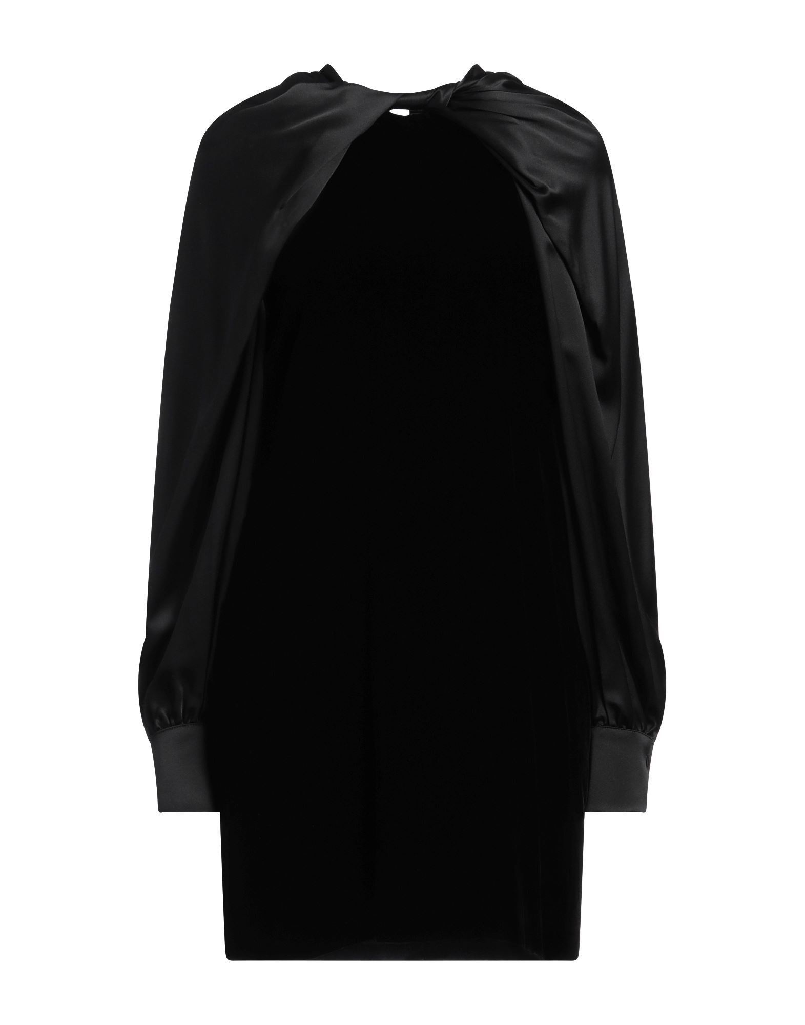 원피스 & 드레스, 벨벳, 새틴, 솔리드 컬러, 개더 디테일, 크루넥, 롱 슬리브, 안감있음, 지퍼 여밈, 손세탁 또는 드라이클리닝, 표백 금지, 건조기 사용불가. 이미지