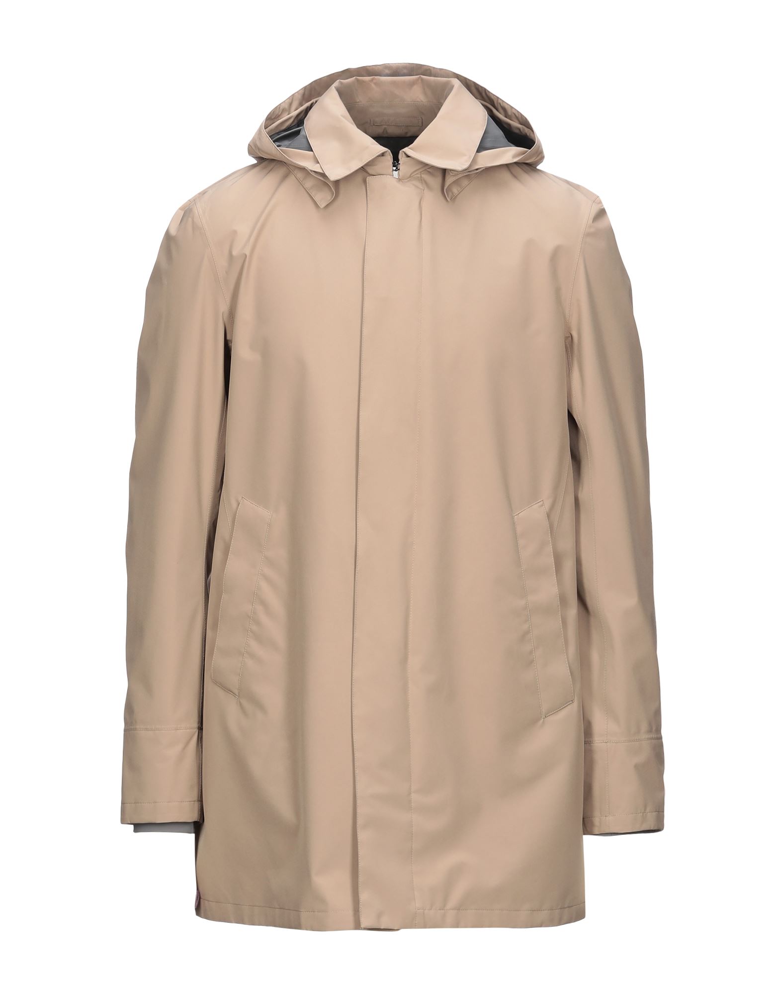 테크니컬 패브릭, 장식 부착 없음, 솔리드 컬러, 싱글브레스티드, κλείσιμο με φερμουάρ, 클래식 칼라, 멀티 포켓, 롱 슬리브, 백 슬릿, 안감없음. 이미지