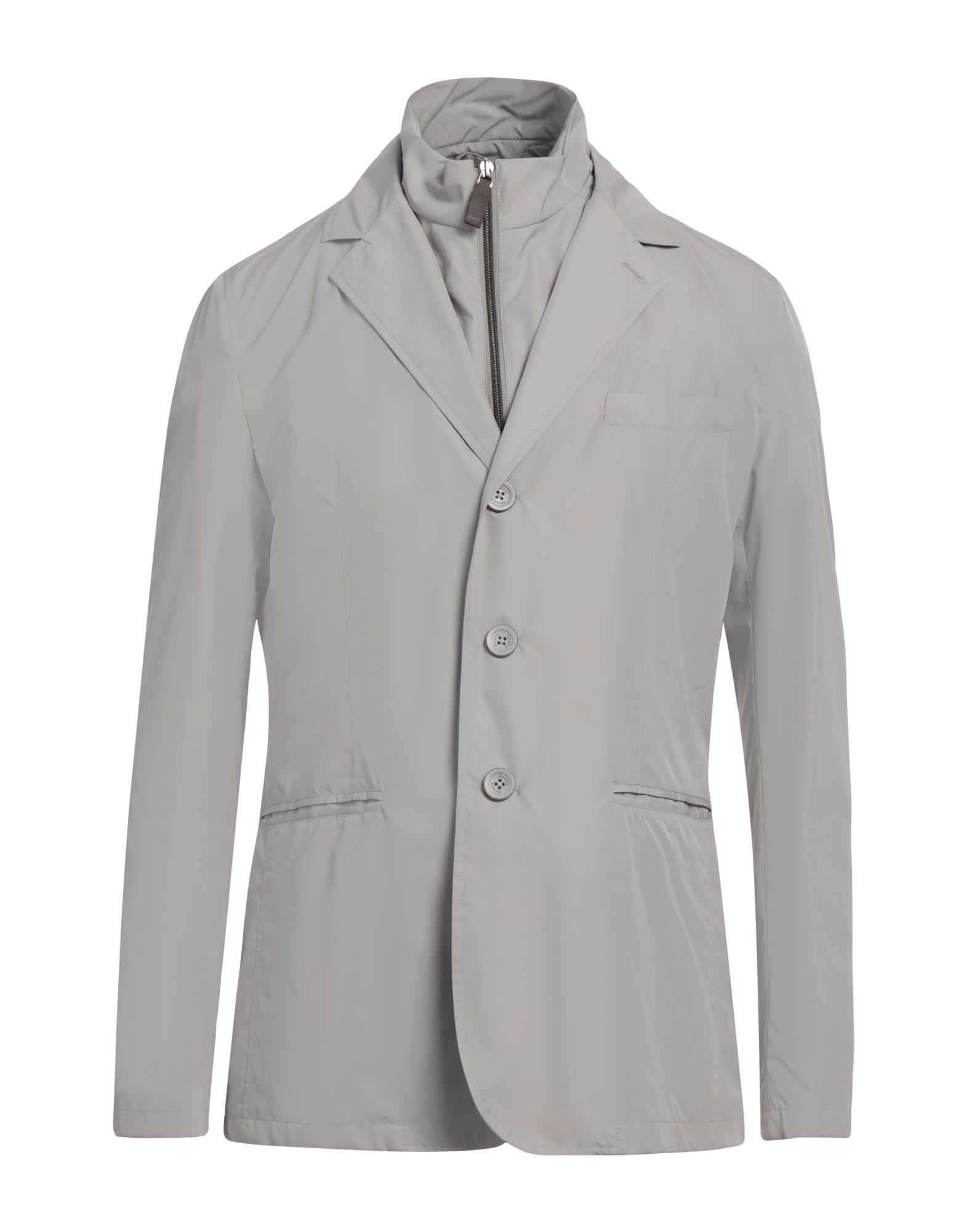 테크니컬 패브릭, 장식 부착 없음, 솔리드 컬러, 터틀넥, 싱글브레스티드, 롱 슬리브, 안감있음, 지퍼 클로저, 버튼 여밈, 멀티 포켓, 싱글브레스티드 자켓. 이미지