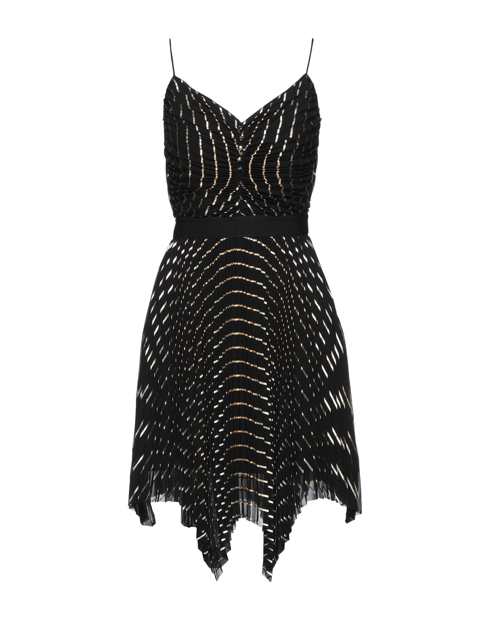 크레이프, 크리스탈, 프린트, 스트라이프, v 네크라인, 슬리브리스, 안감있음, 지퍼 여밈, 포켓 없음, 플레어 드레스. 이미지