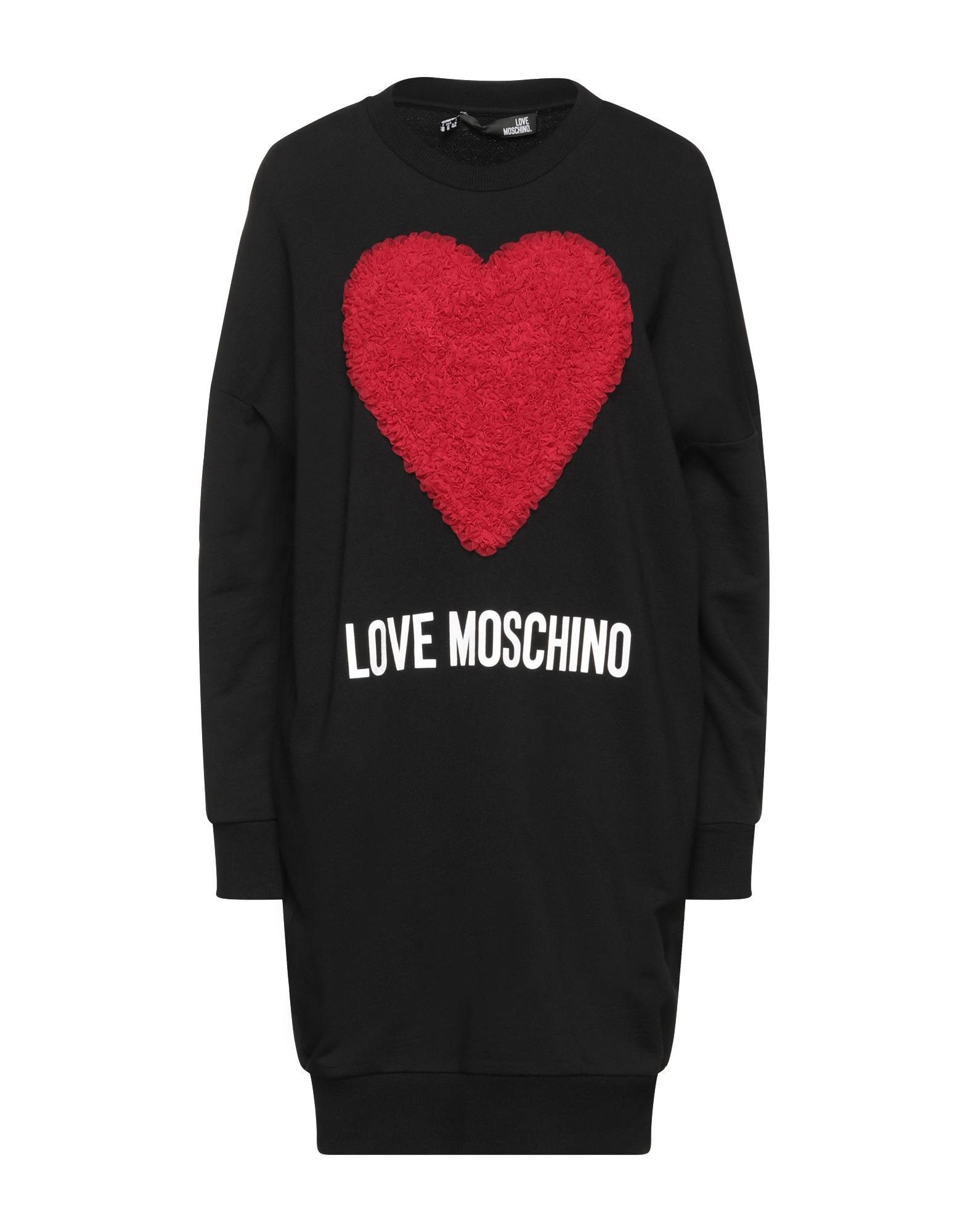 티셔츠 원피스, 프렌치 테리, 장식 디테일 솔리드 컬러, 러플, 브랜드 로고, 크루넥, 롱 슬리브, 안감없음, 슬릿 포켓, 세탁기로 세탁, 표백 금지, 건조기 사용불가. 이미지