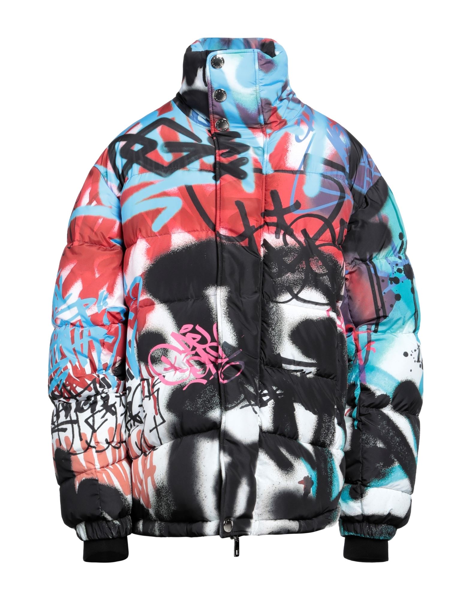 테크니컬 패브릭, 장식 부착 없음, 멀티컬러 패턴, 터틀넥, 싱글브레스티드, 롱 슬리브, 내부 패딩, 지퍼 클로저, 멀티 포켓, 싱글브레스티드 자켓. 이미지