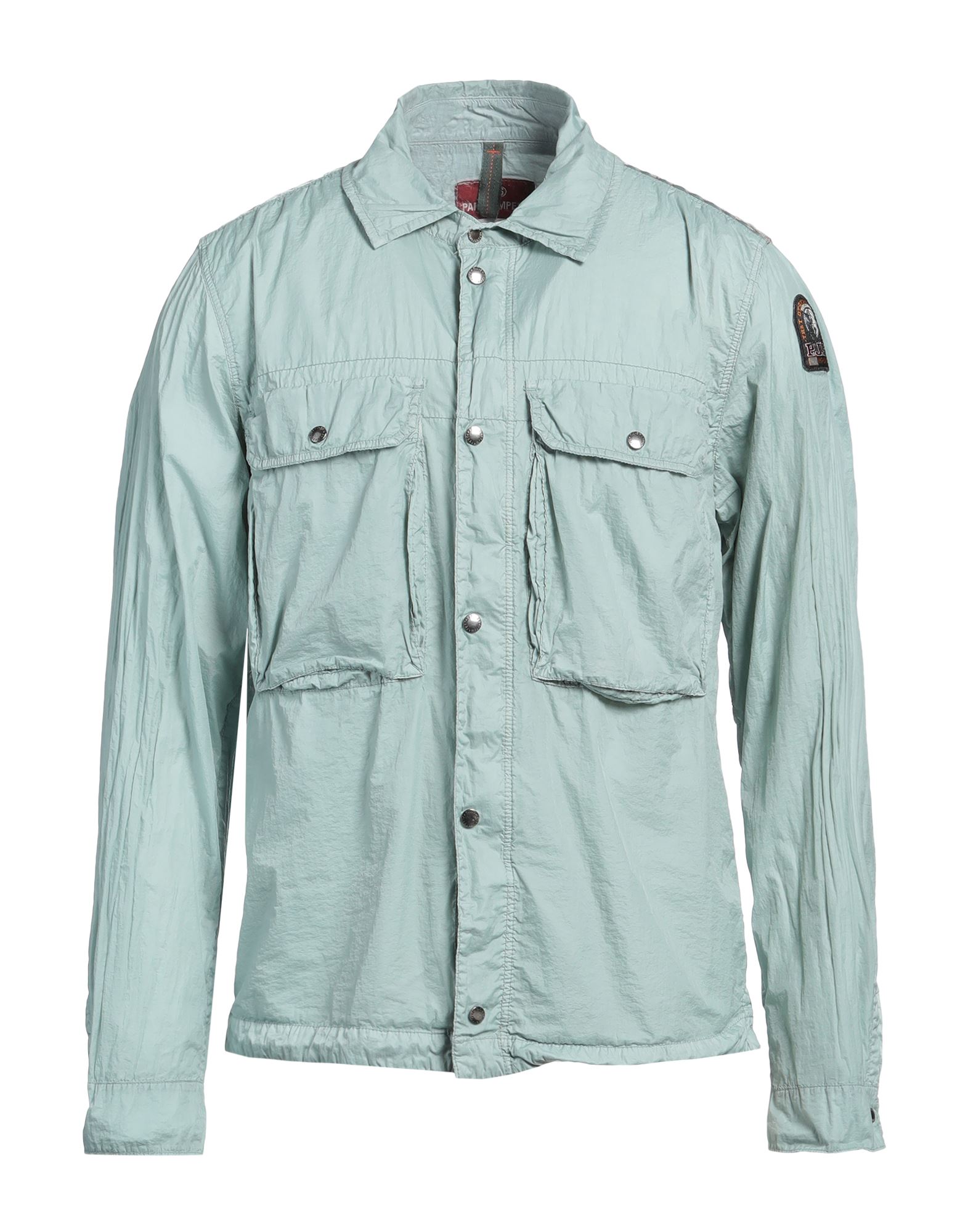 캐주얼 자켓, 테크니컬 패브릭, 브랜드 로고, 솔리드 컬러, 클래식 칼라, 싱글브레스티드, 롱 슬리브, 안감없음, 지퍼 여밈, 스냅버튼 여밈, 멀티 포켓, 세탁기로 세탁, 표백 금지, 건조기 사용불가, 다림질 금지. 이미지