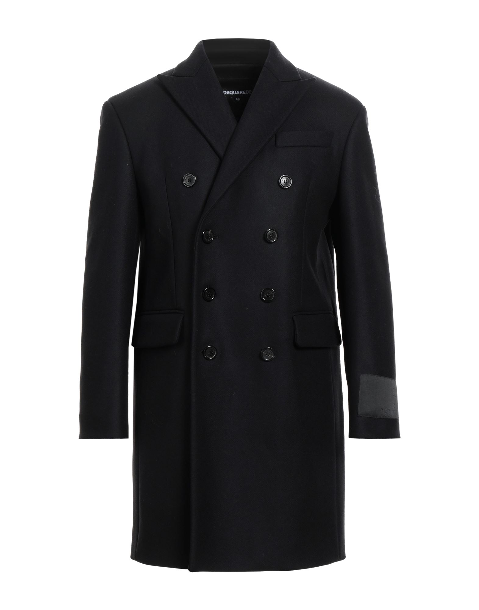 펠트 직물, 브랜드 로고, 콘트라스트 디테일, 솔리드 컬러, 라펠, 더블브레스티드, 롱 슬리브, 안감있음, 버튼 여밈, 멀티 포켓, 백 슬릿, 더블브레스티드 자켓. 이미지