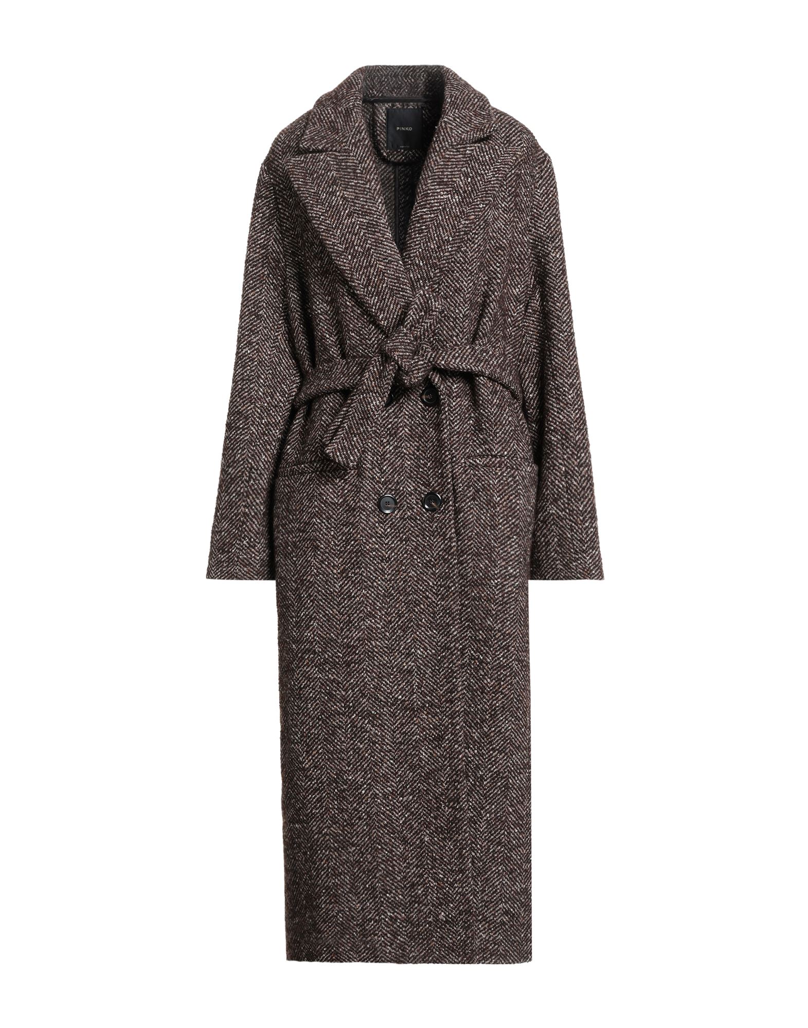 벨티드 코트, 트위드, 벨트, 헤링본, 라펠, 더블브레스티드, 롱 슬리브, 부분적으로 안감 처리한 내부, 버튼 여밈, 웰트 포켓, 드라이클리닝, 표백 금지, 건조기 사용불가, 편안함과 우아함이 결합된 격식을 갖춘 세련된 포멀 오피스 룩. 이미지